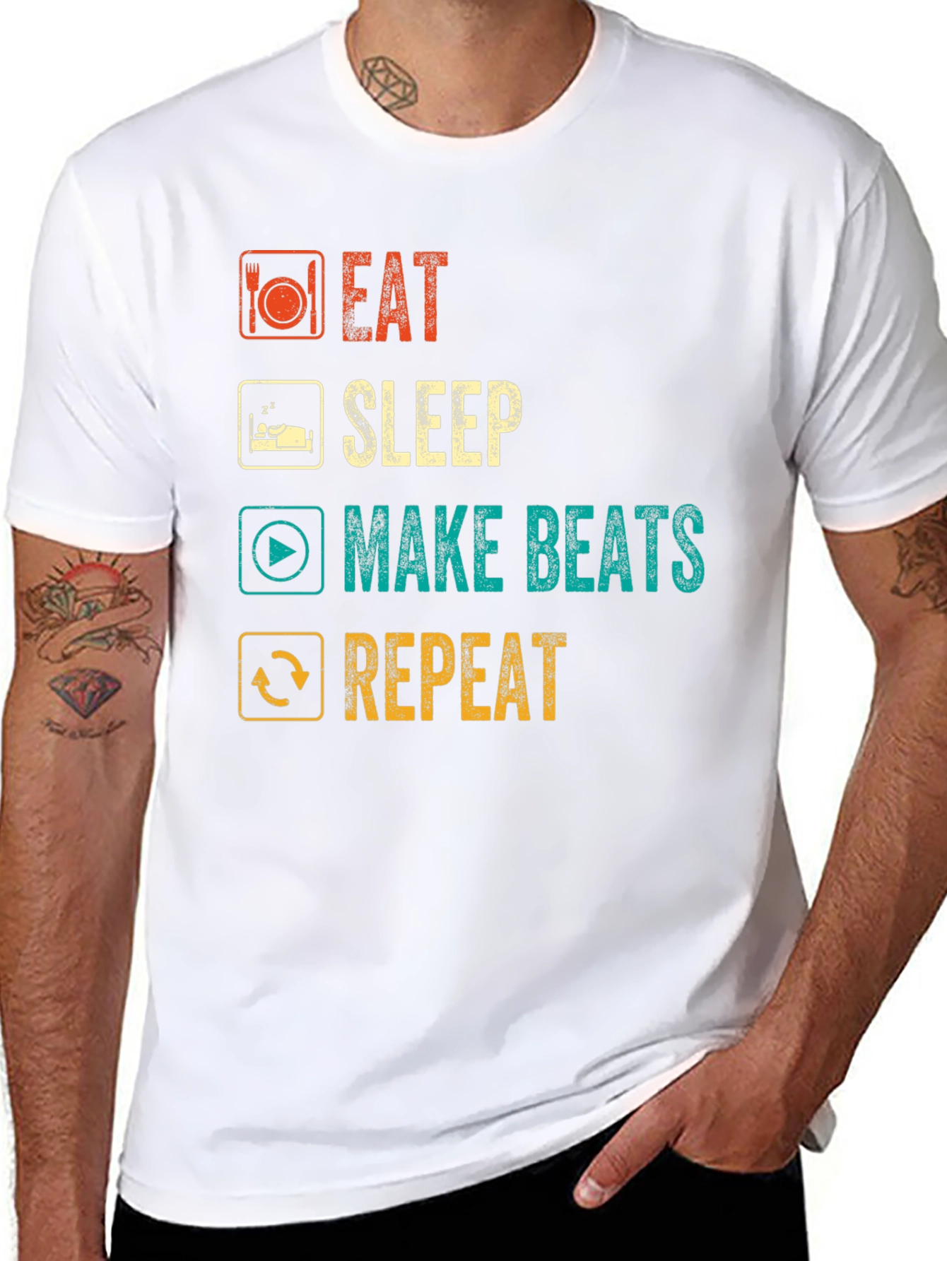 Black Eat Sleep Make Beats Repeat T-Shirt view 8