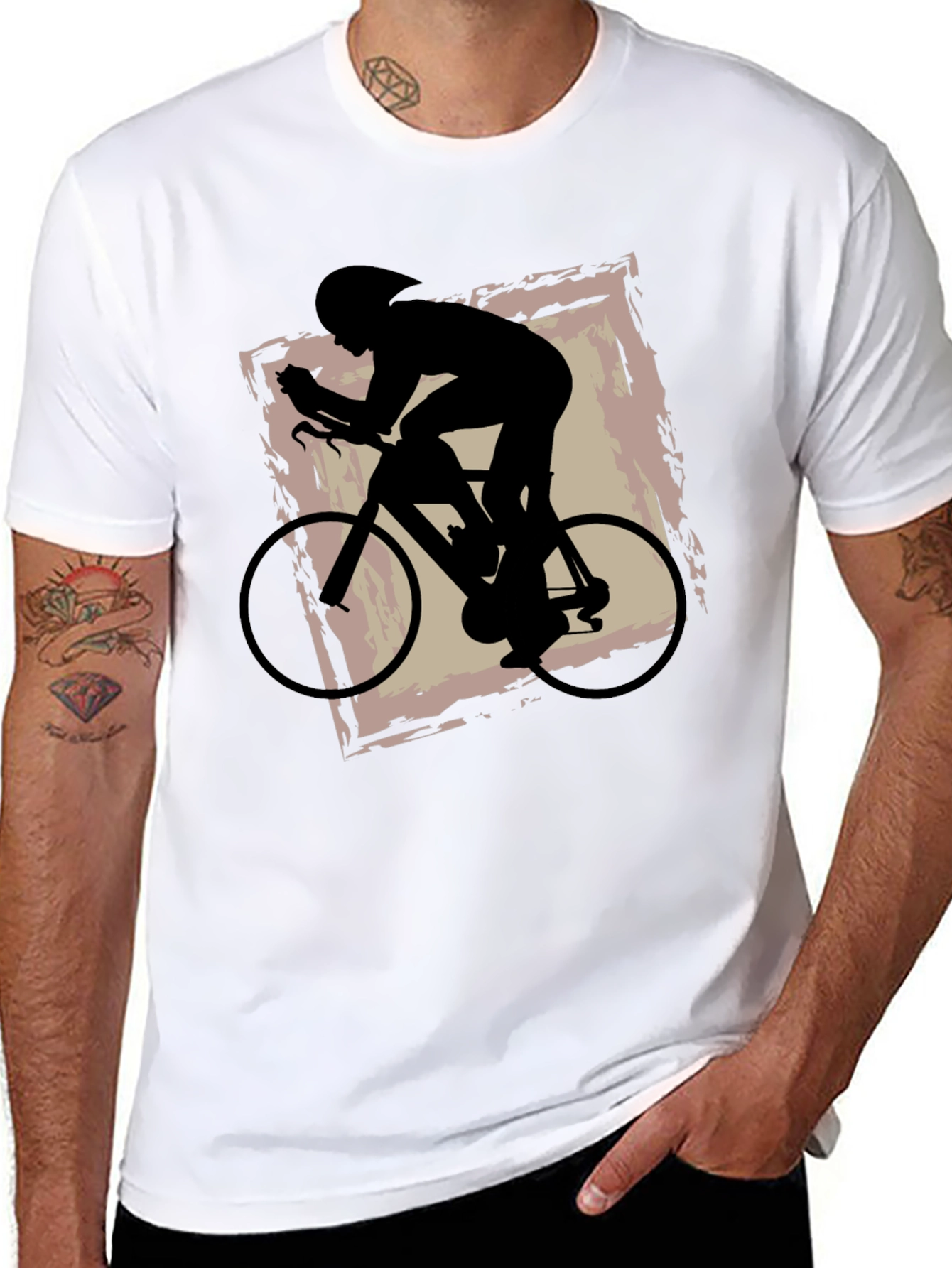 Black Cycling Silhouette Graphic Tee view 8