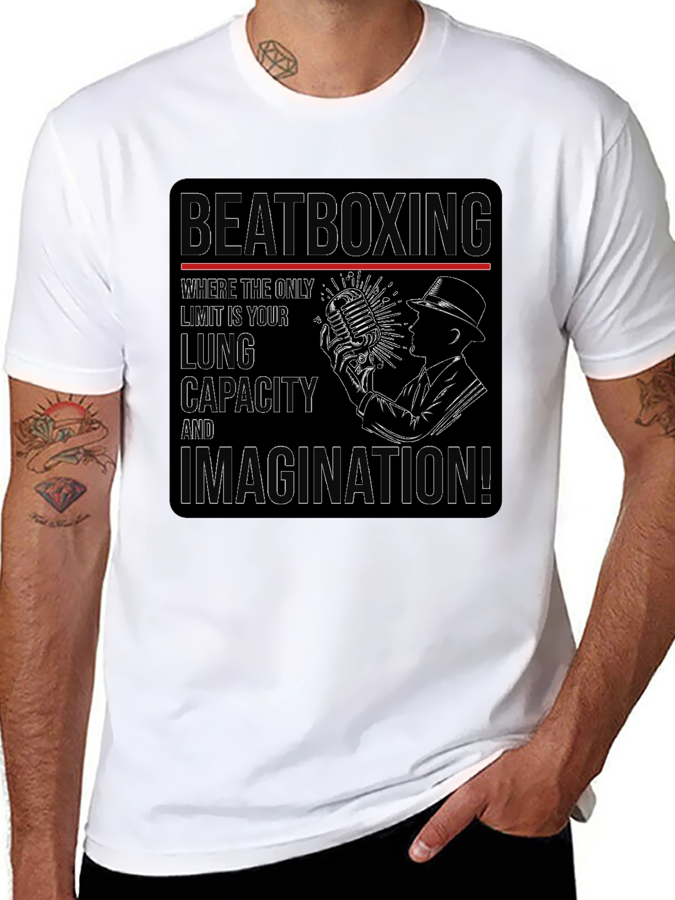Black Beatboxing Lung Capacity Imagination T-Shirt view 8