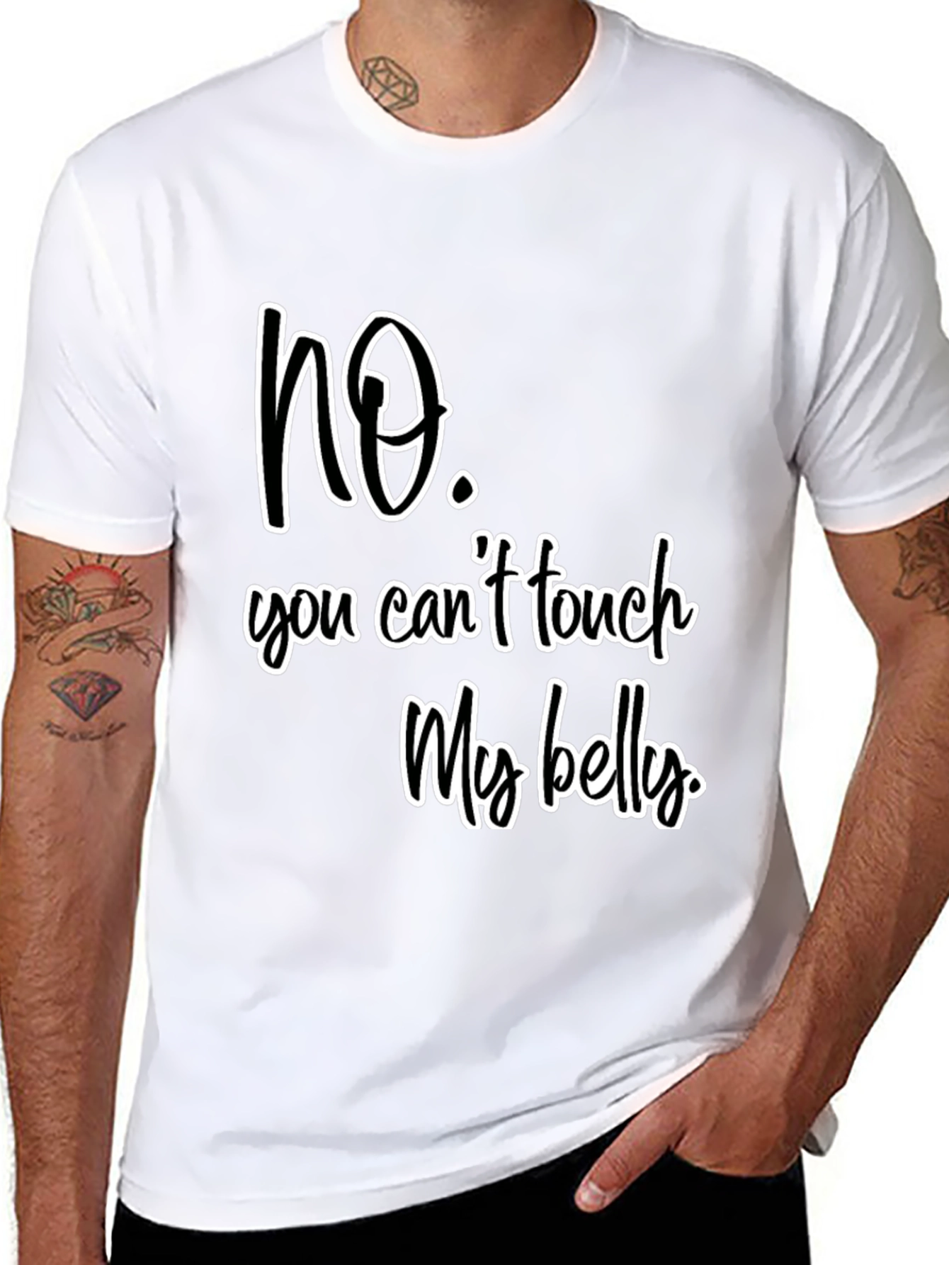 Black No Touch My Belly Graphic Tee - Unisex view 8