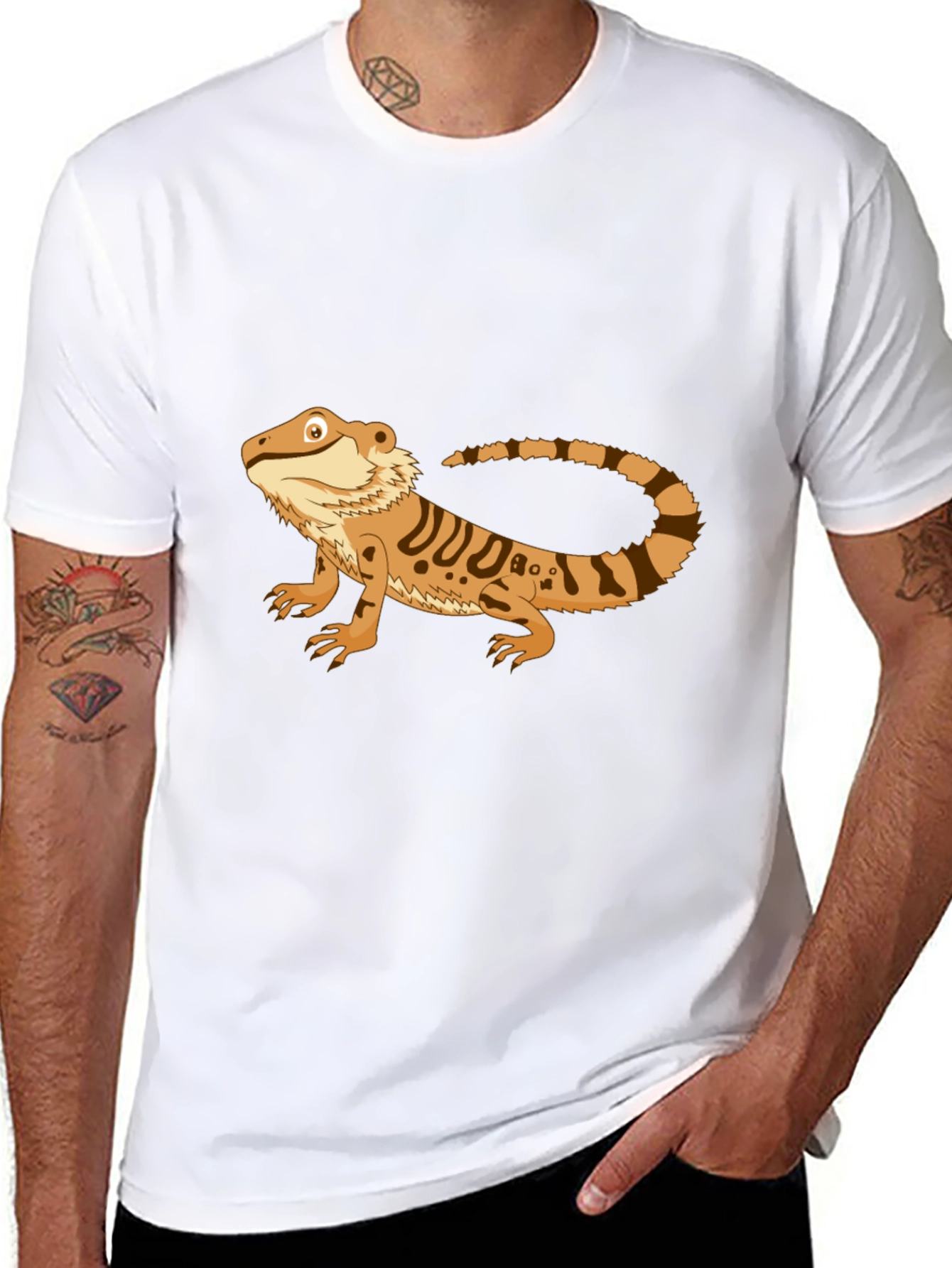 Black Bearded Dragon Graphic Tee - Men's Black T-Shirt view 8