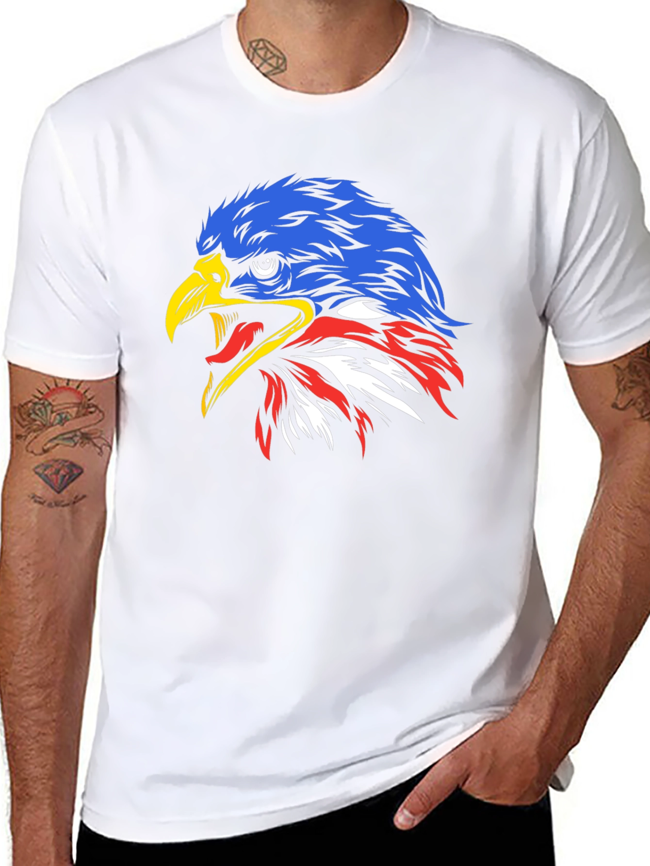 Black Eagle Head Graphic Print Tee - Patriotic Style view 8