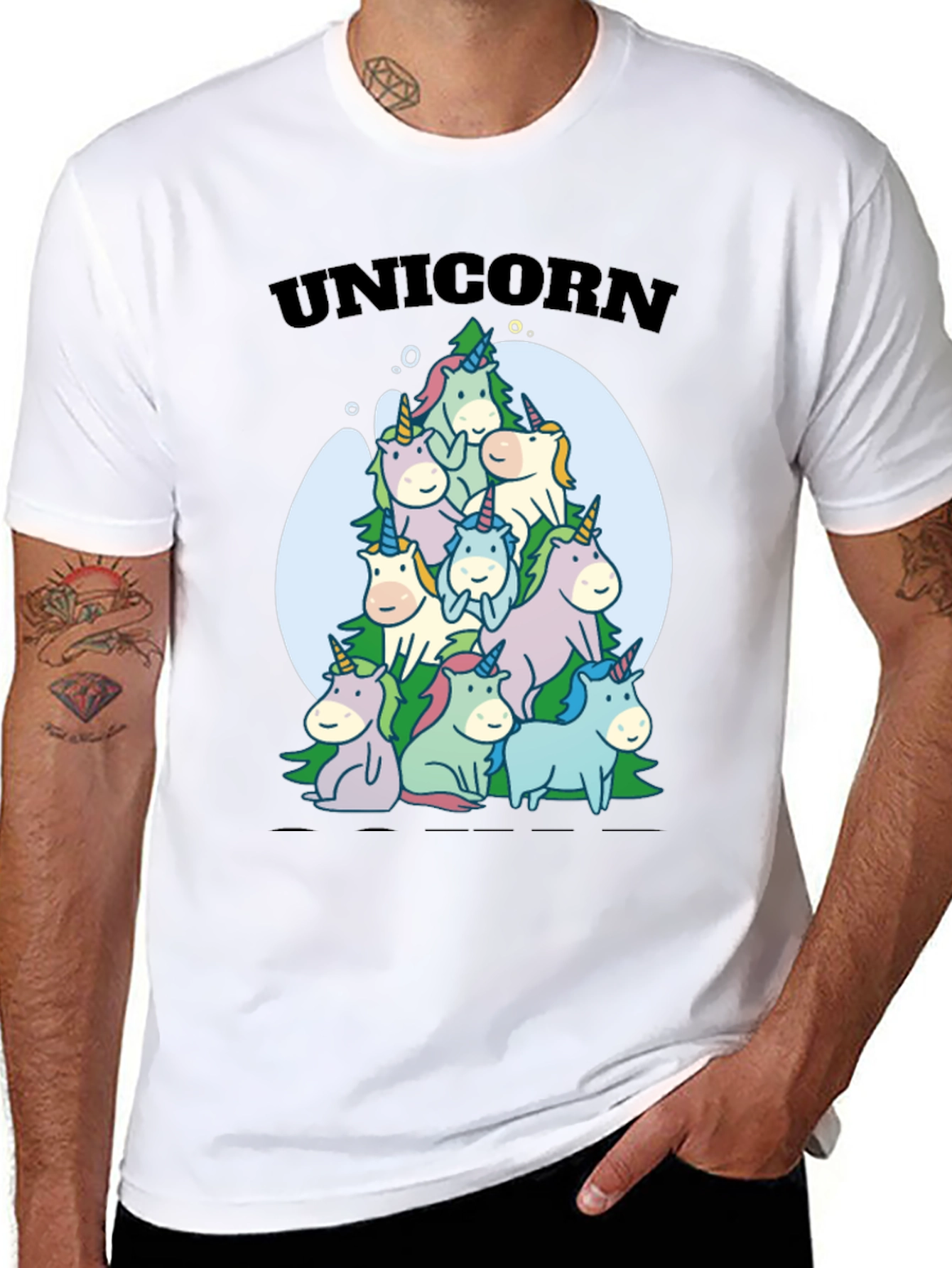 Black Unicorn Family Pile Black T-Shirt view 8