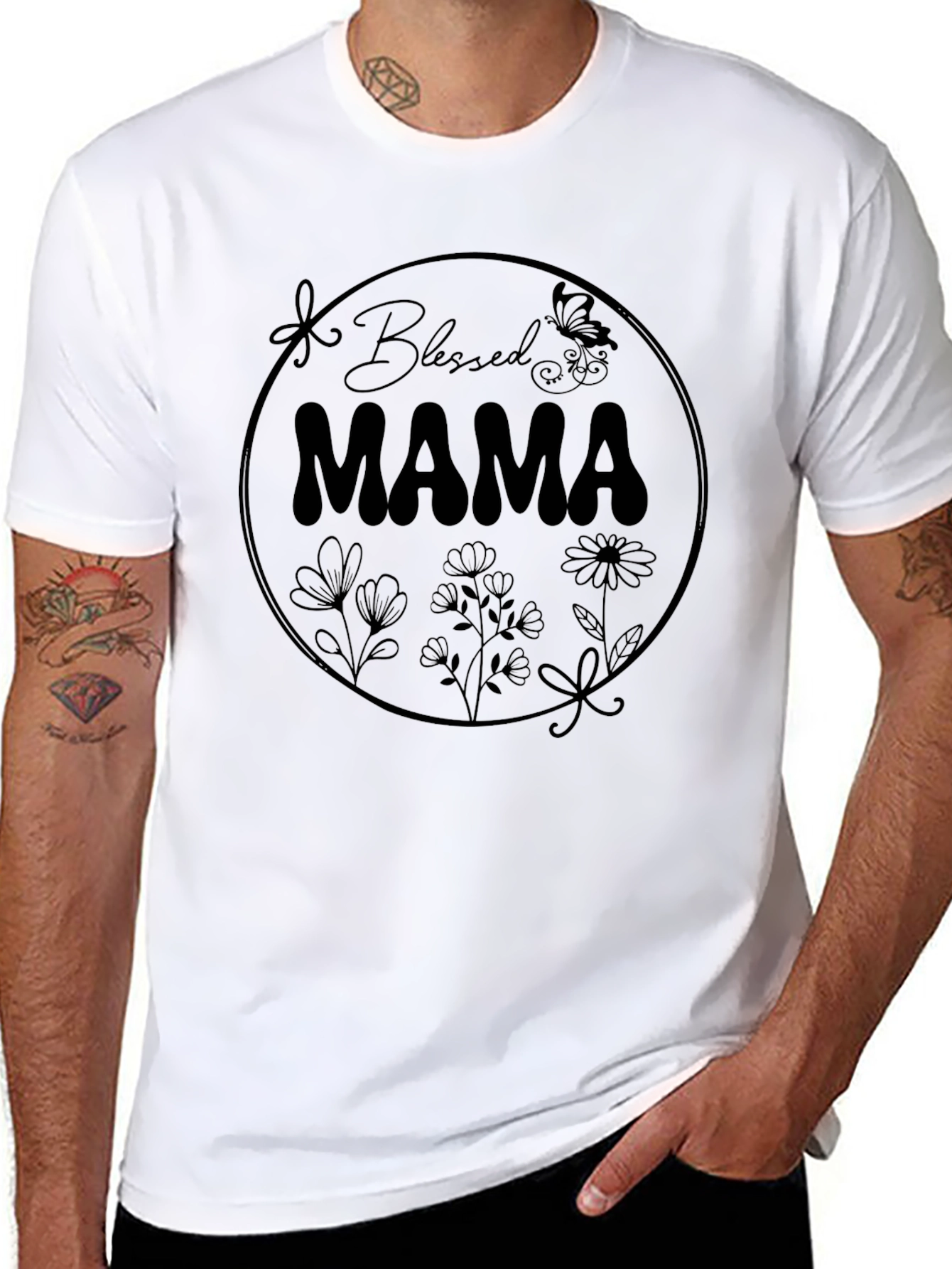 Black Blessed Mama Graphic T-Shirt - Black view 8