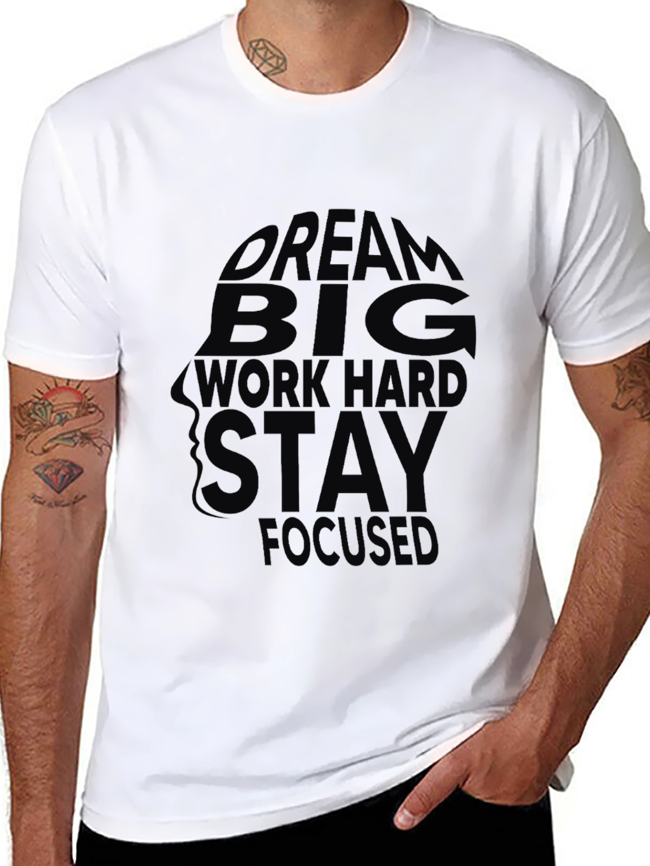 Black Motivational T-Shirt - Dream Big, Work Hard, Stay Focused view 8