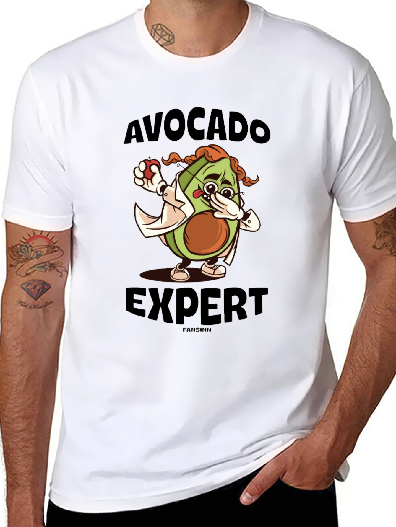 Black Avocado Expert Funny T-Shirt view 8