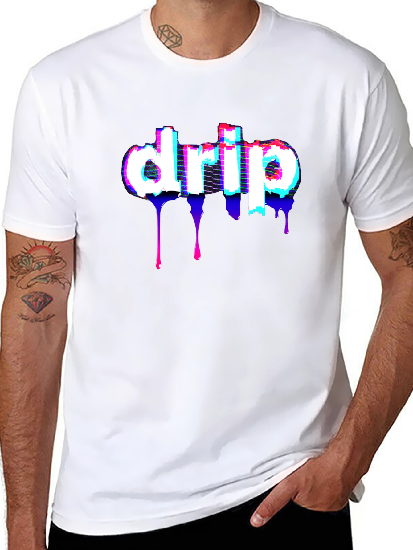 Black Drip Glitch T-Shirt - Stylish Black Tee view 8