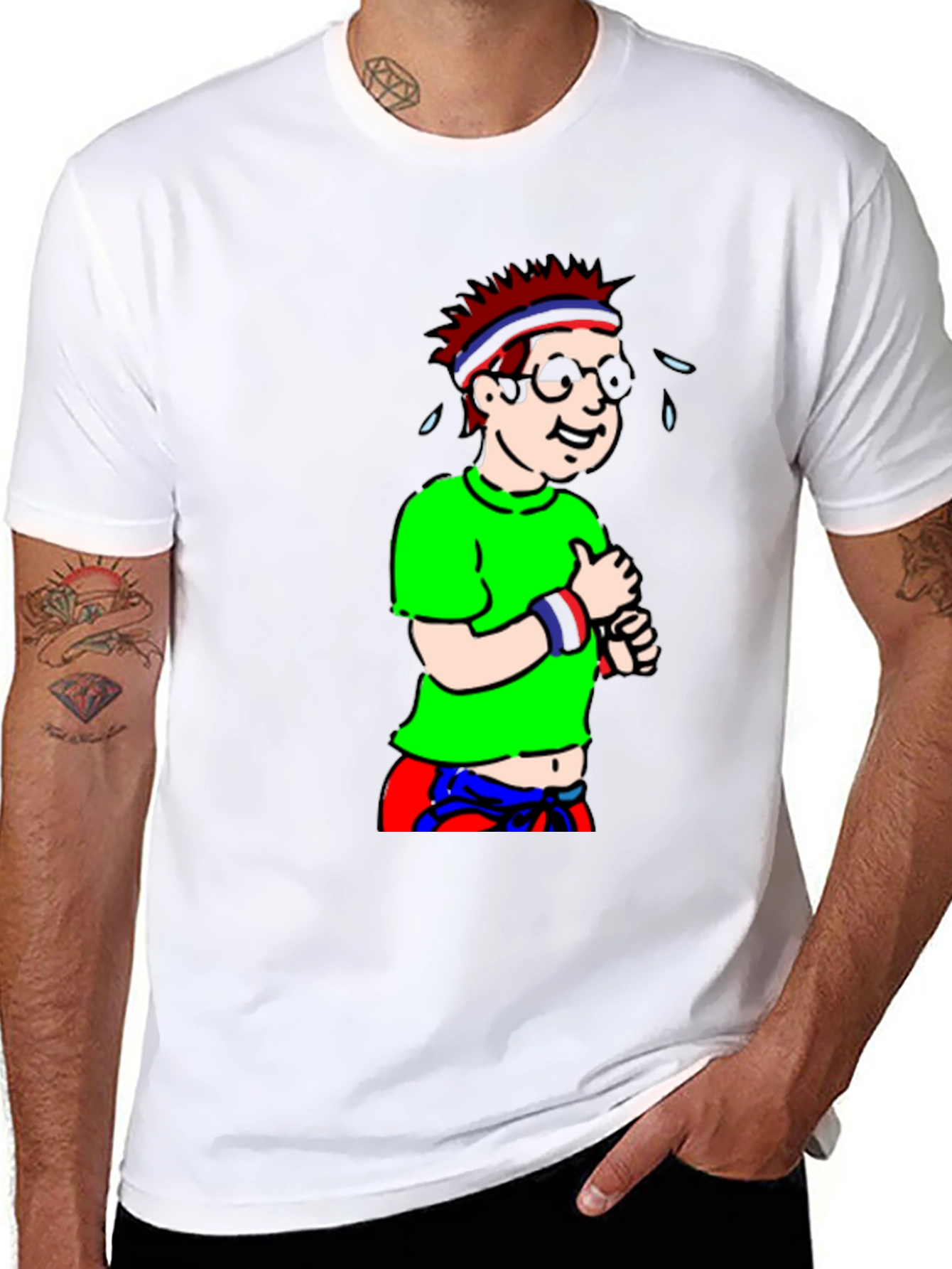 Black Cartoon Jogger Graphic Tee - Black view 8