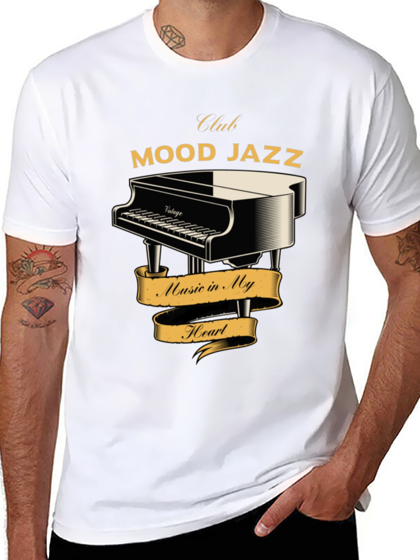 Black Mood Jazz Club T-Shirt - Piano Music Lover Tee view 8