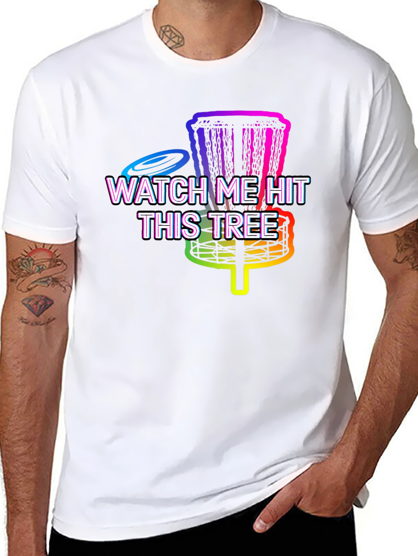 Black Funny Disc Golf T-Shirt - Watch Me Hit This Tree view 8