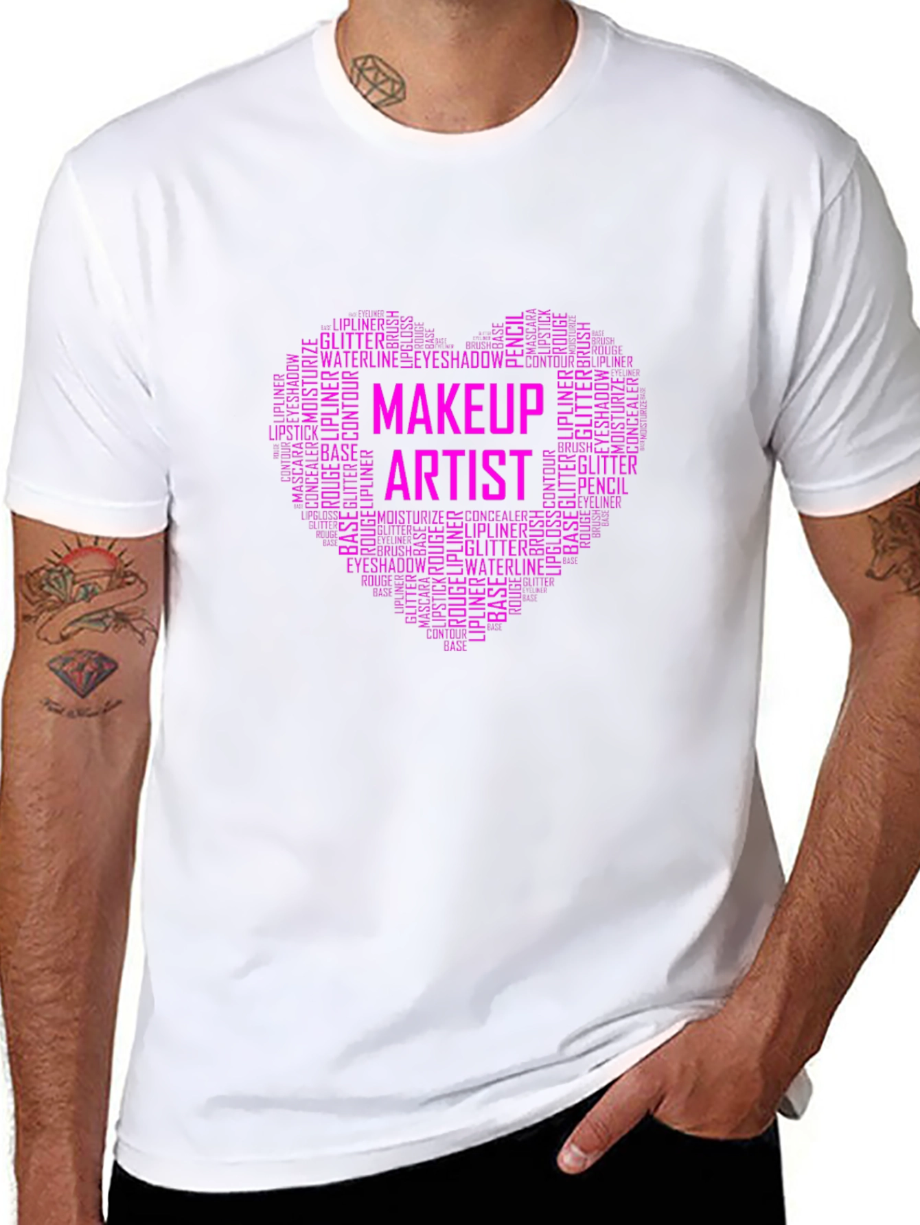 Black Makeup Artist Word Art Heart T-Shirt view 8