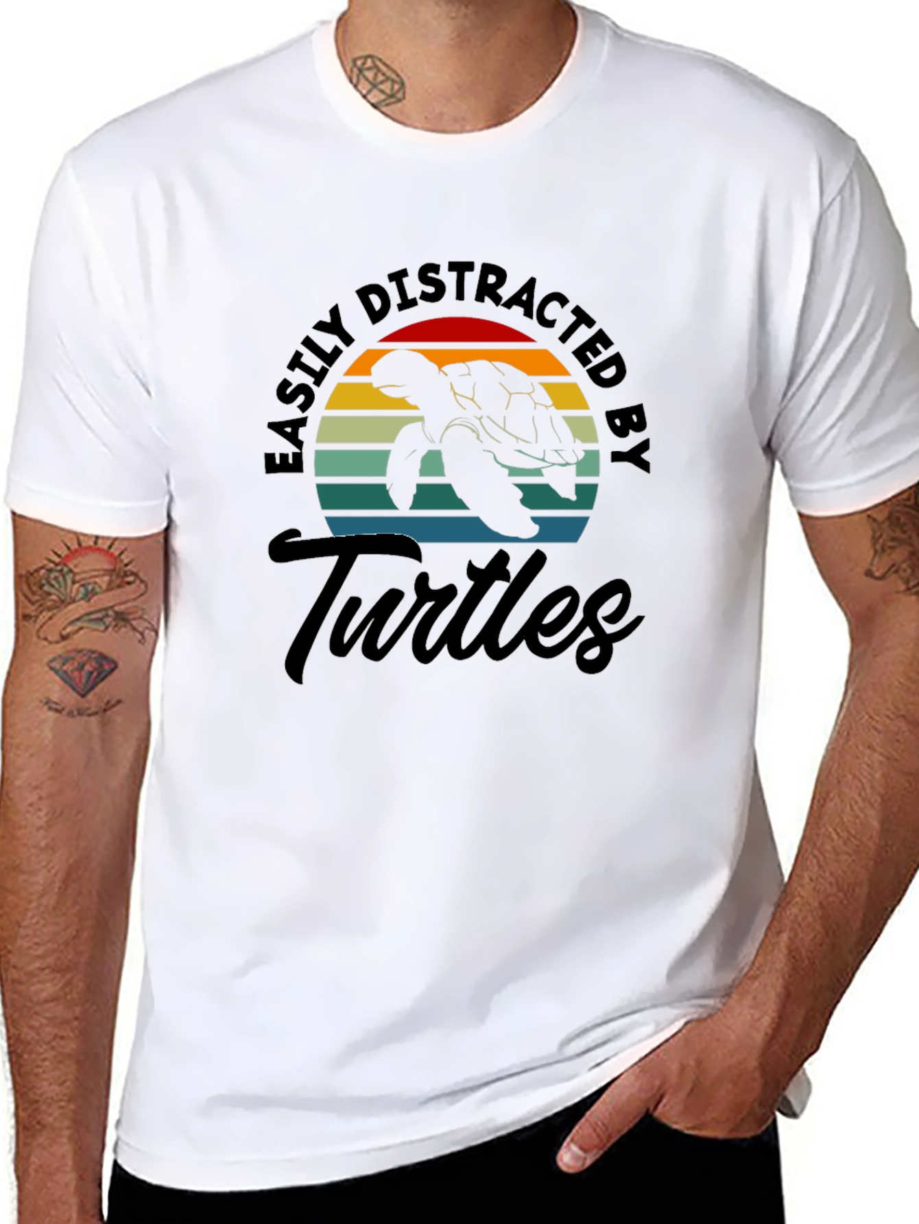 Black Easily Distracted by Turtles Graphic T-Shirt view 8