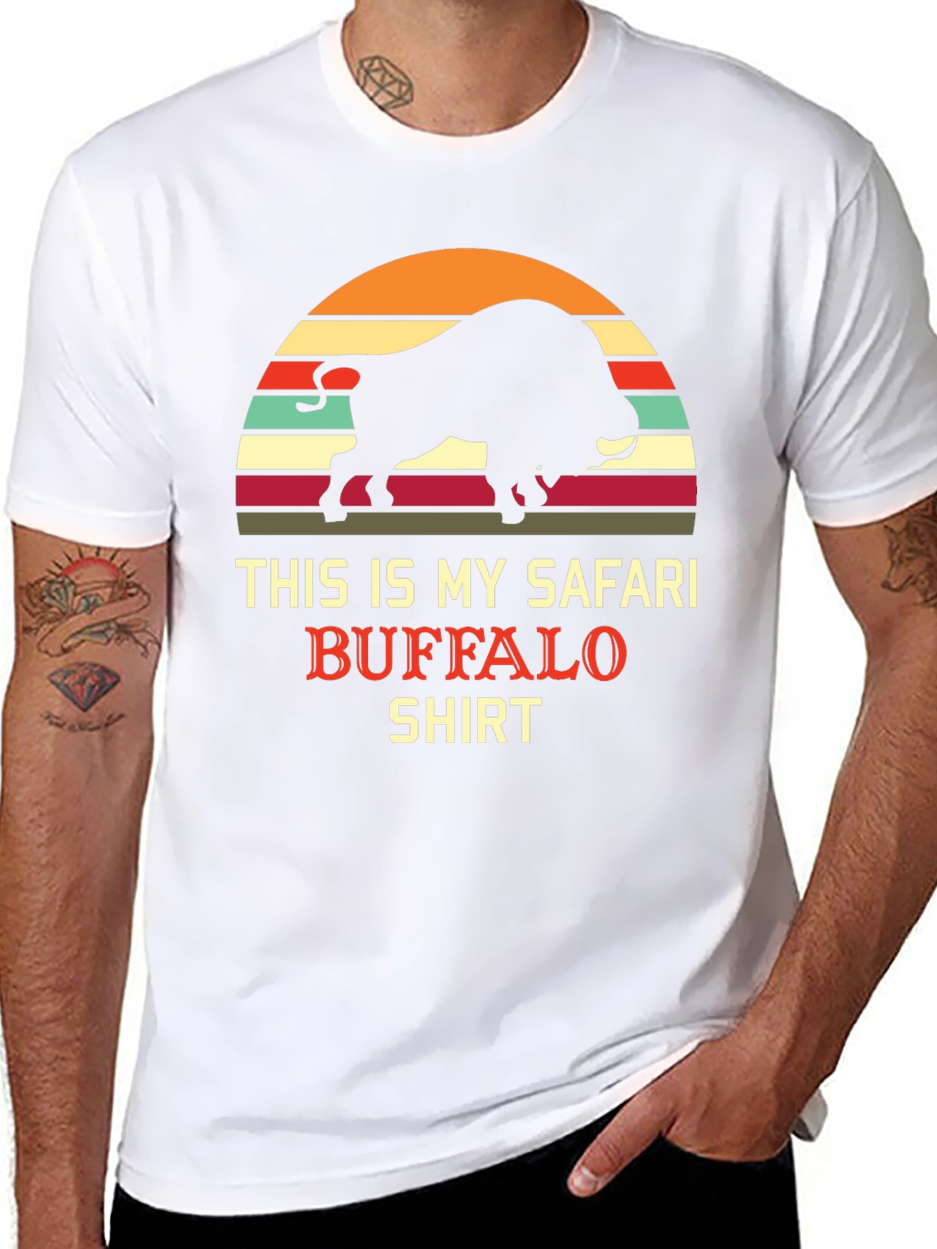 Black Safari Buffalo Graphic Tee - Retro Style view 8