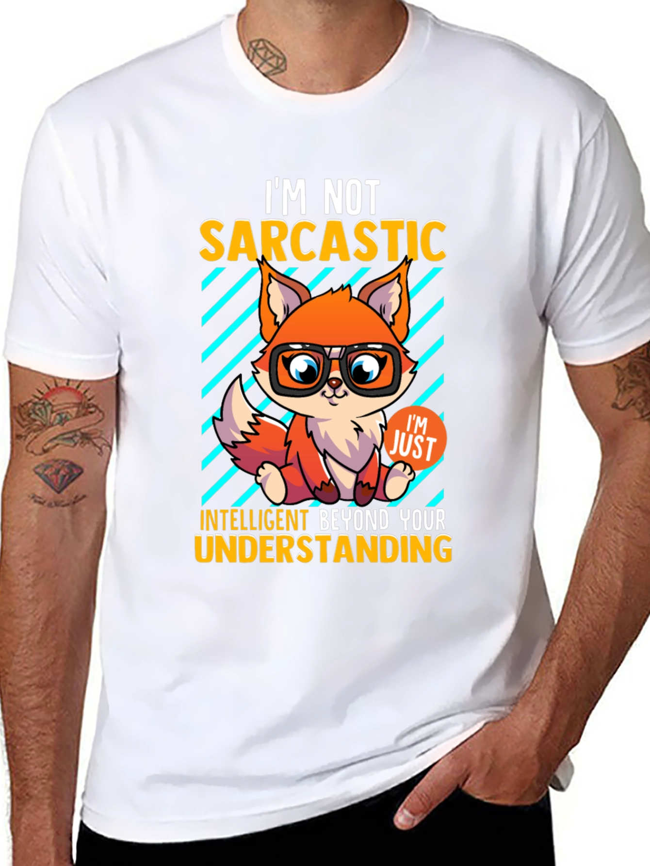 Black Sarcastic Fox Graphic Tee - Intelligent Humor view 8