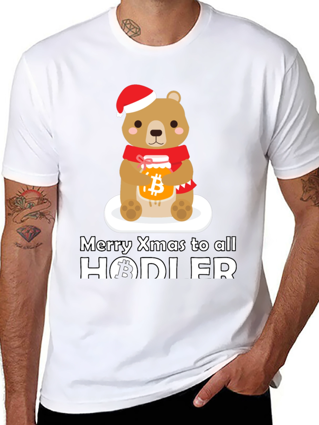 Black Crypto Christmas HODLER Bear T-Shirt view 8