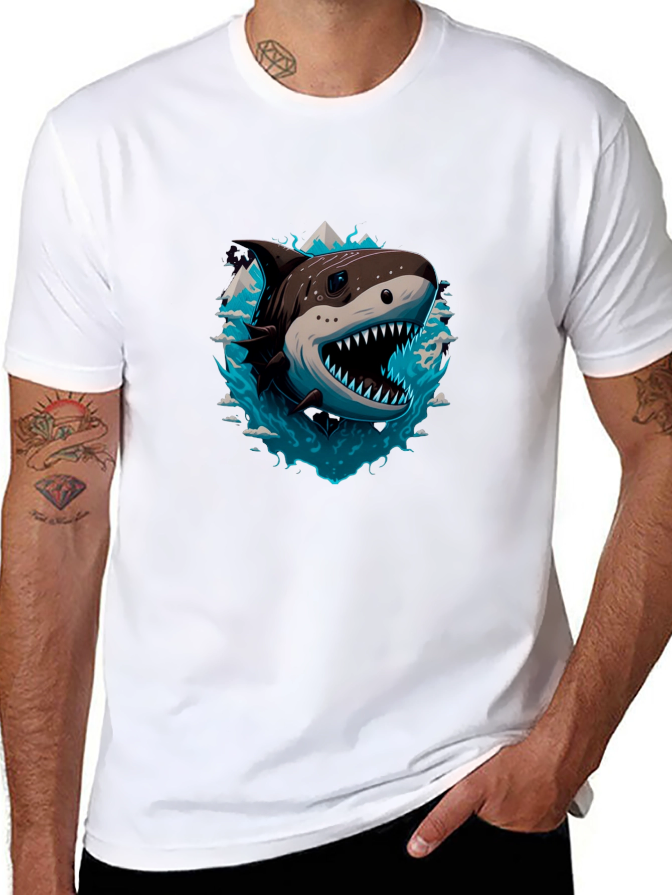 Black Shark T-Shirt - Fierce Graphic Tee view 8