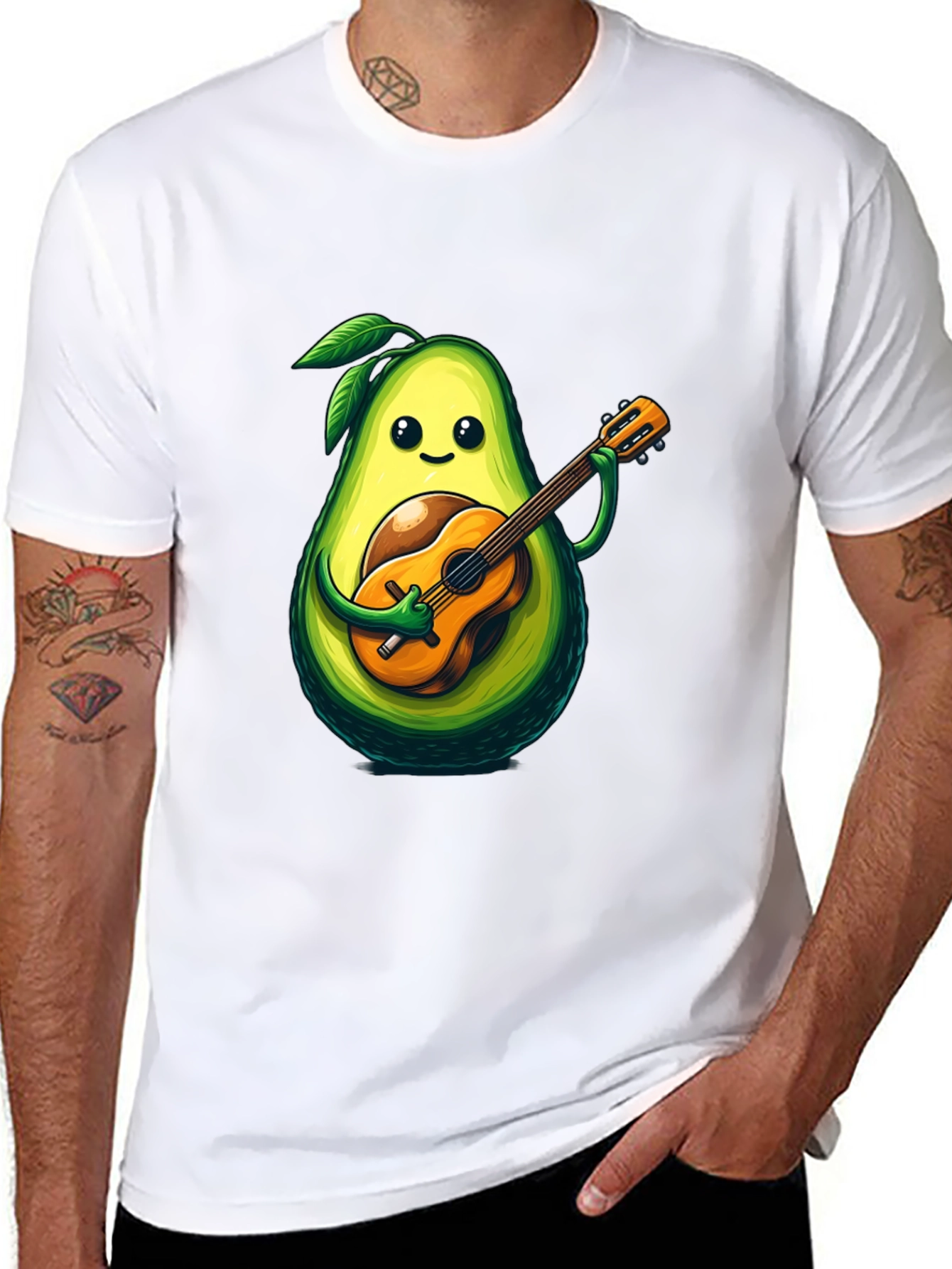 Black Avocado Guitar Player Graphic T-Shirt view 8