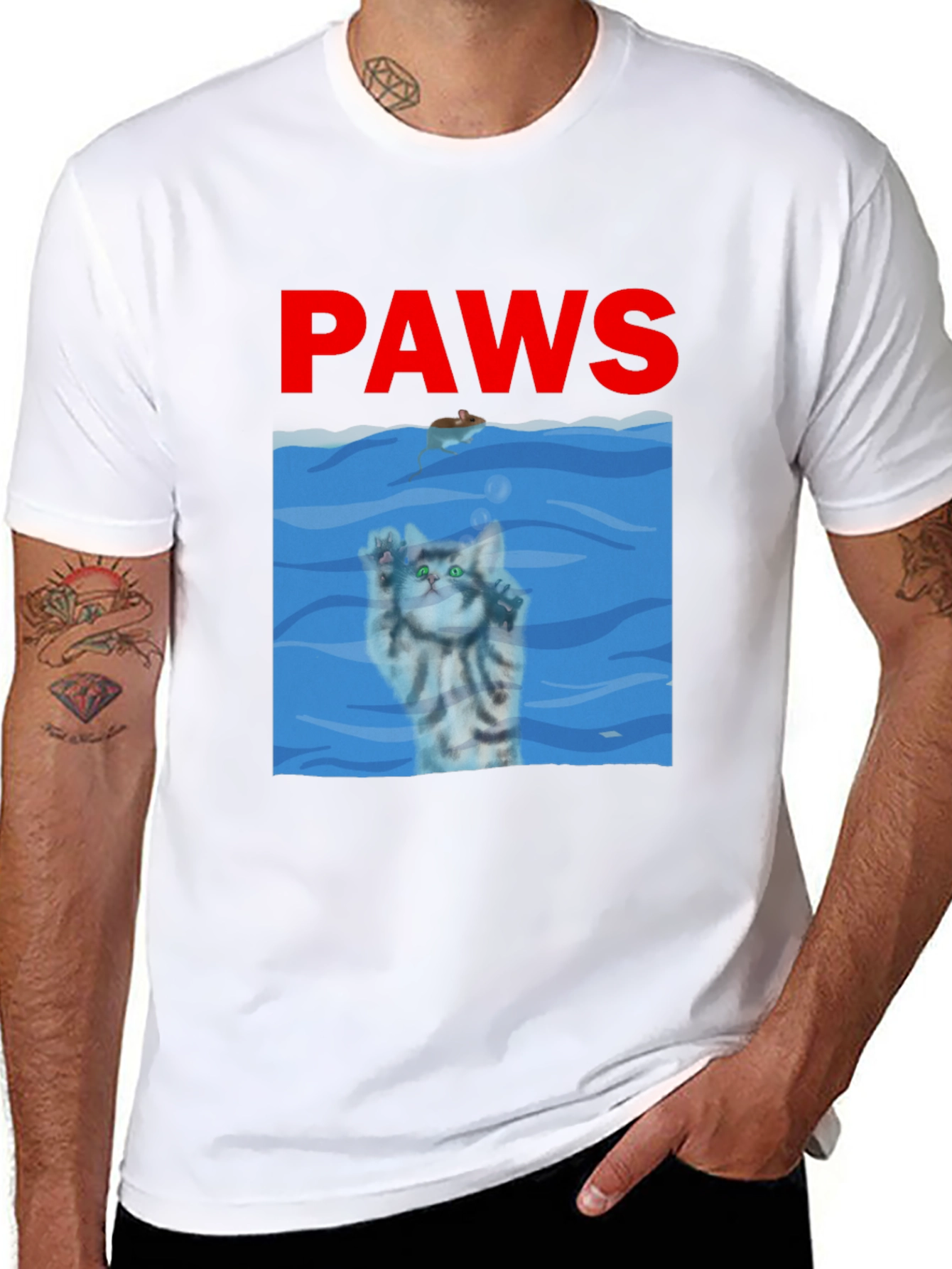 Black Paws Cat Parody T-Shirt  view 8
