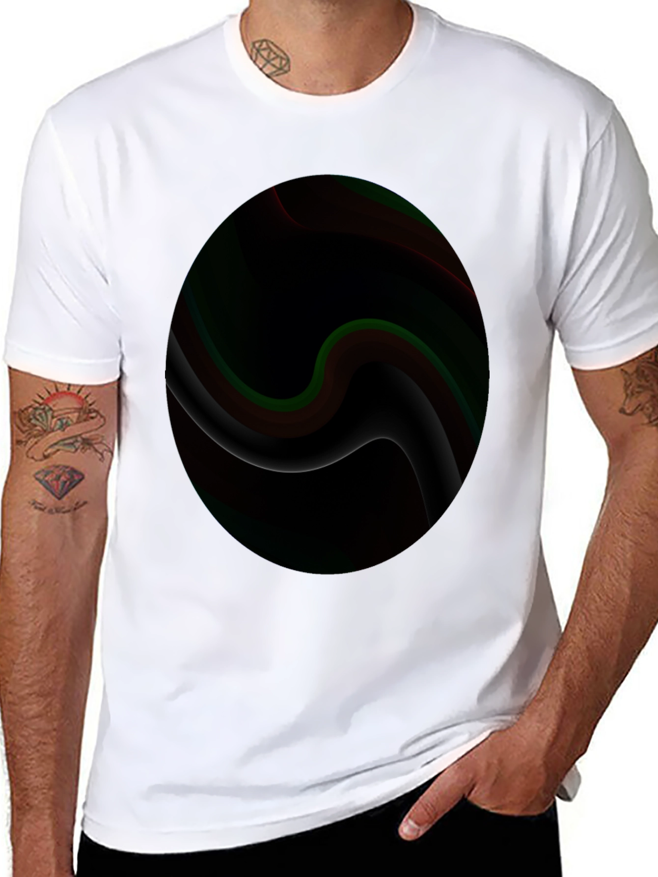 Black Abstract Swirl Graphic T-Shirt - Modern Art Tee view 8