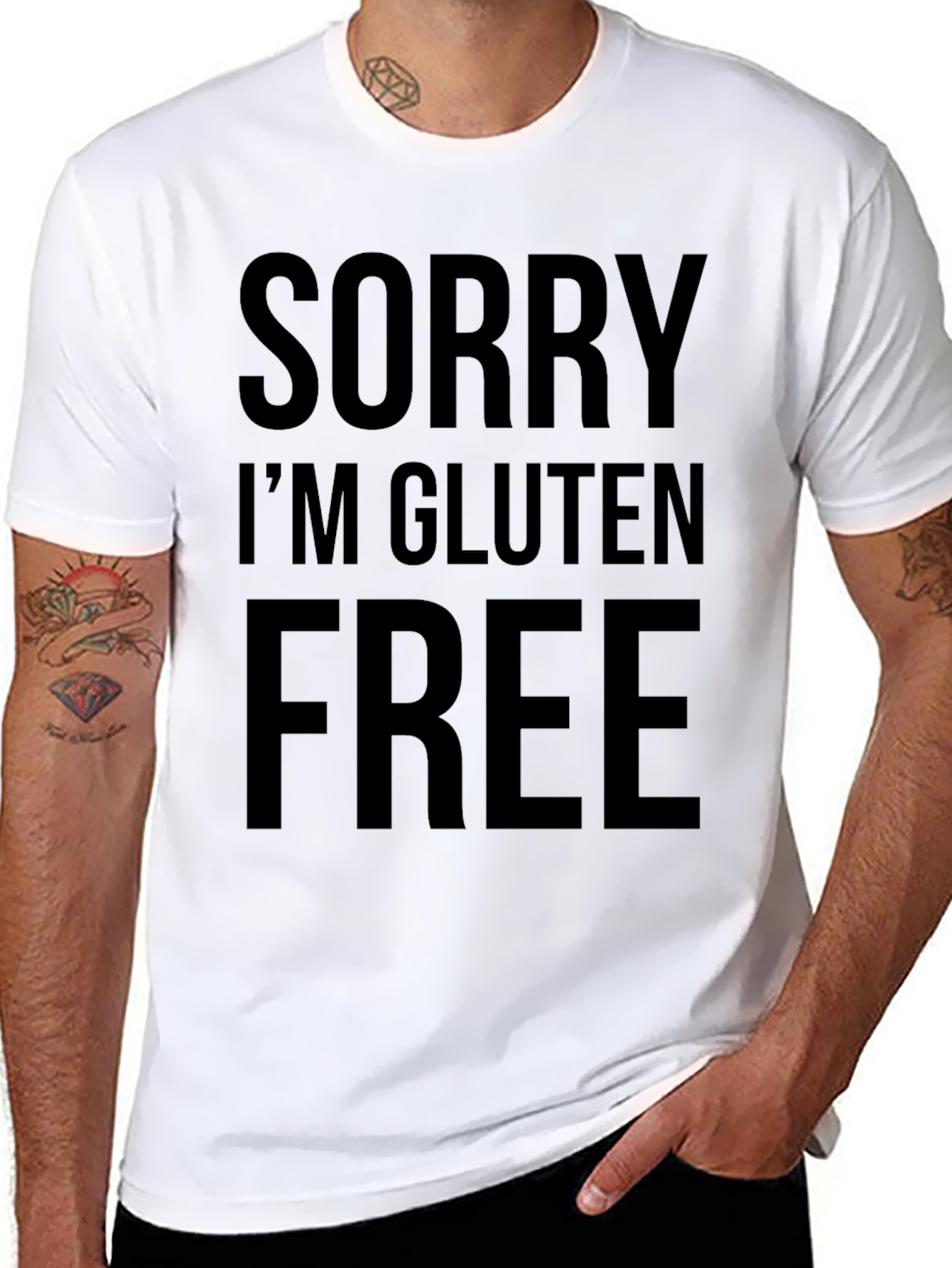Black Sorry I'm Gluten Free Black T-Shirt view 8