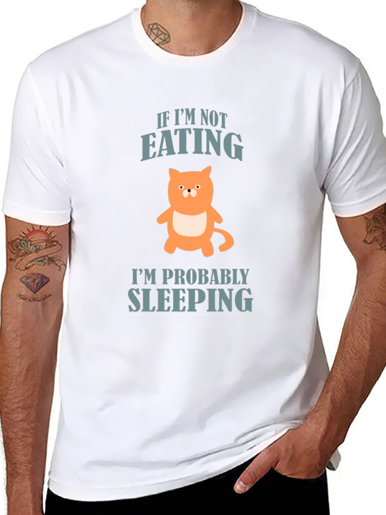 Black Funny Cat Graphic T-Shirt - If I'm Not Eating Sleeping Tee view 8