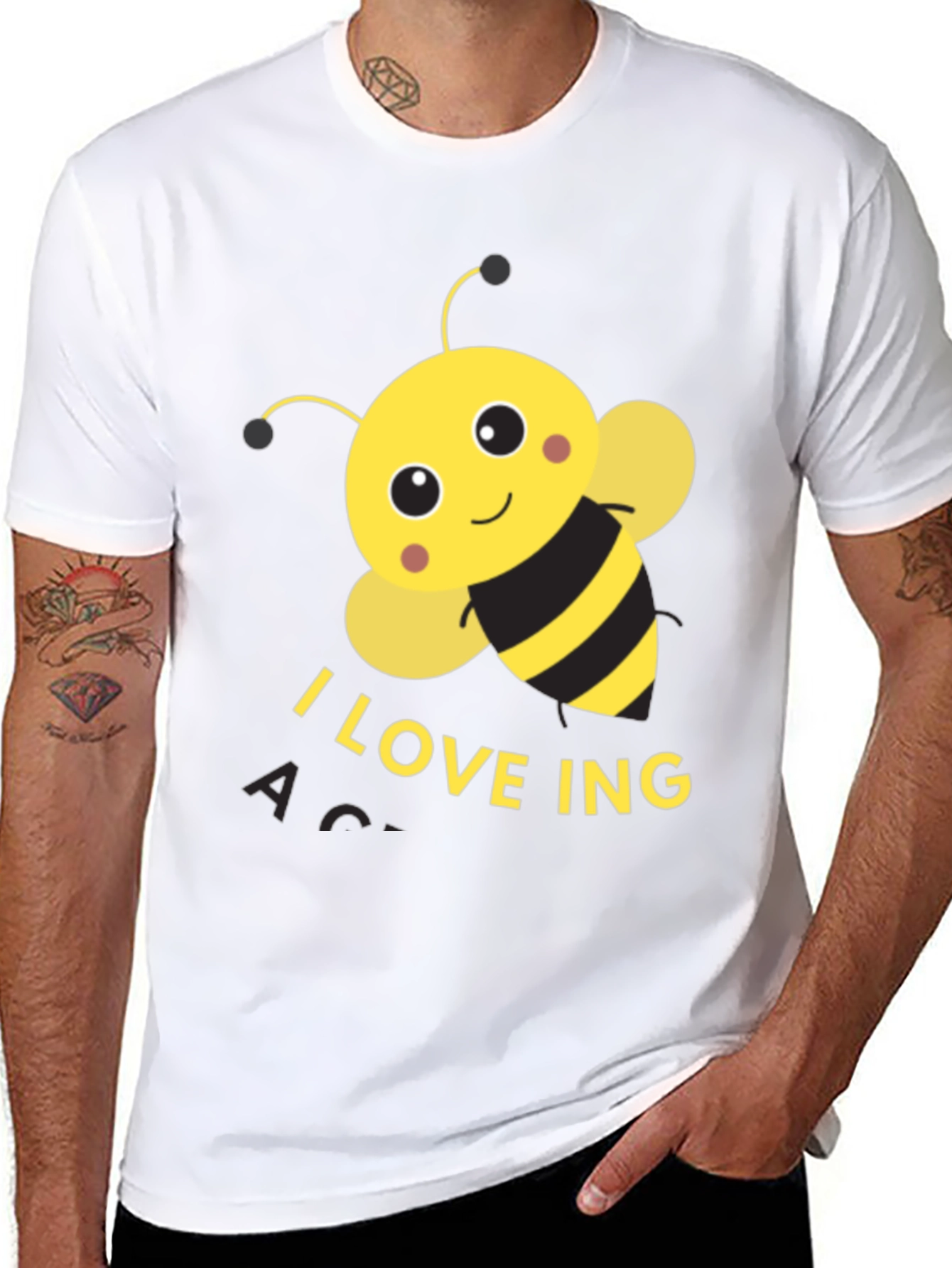 Black I Love Bee-ing Active Black T-Shirt view 8