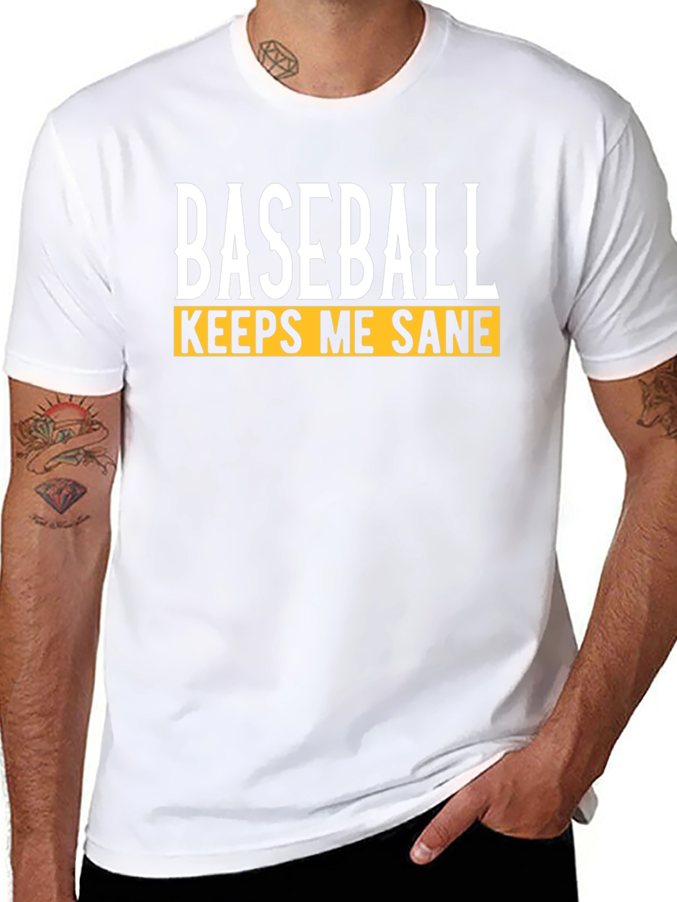 Black Baseball Keeps Me Sane Graphic T-Shirt view 8