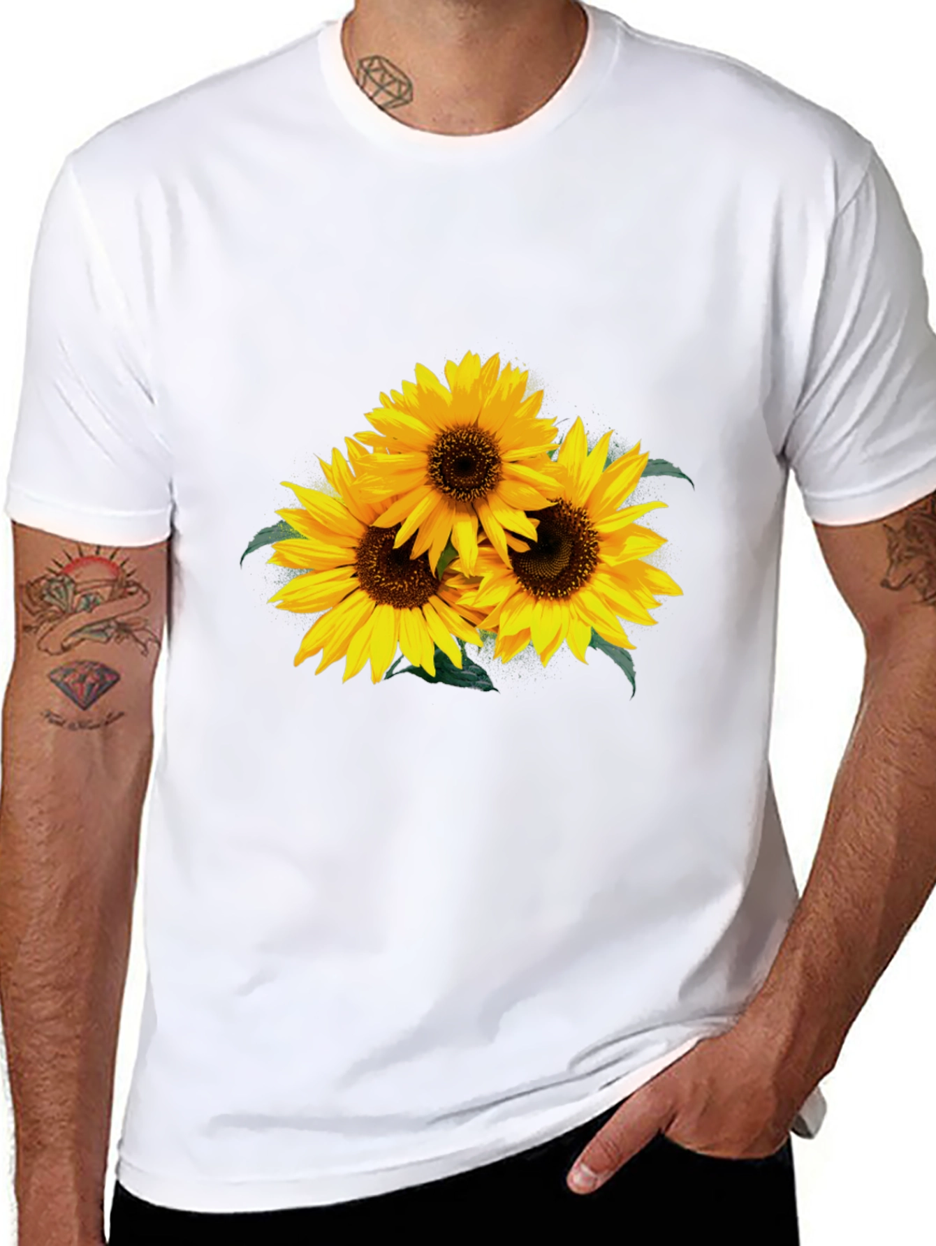 Black Sunflower Graphic Tee - Stylish Black T-Shirt view 8