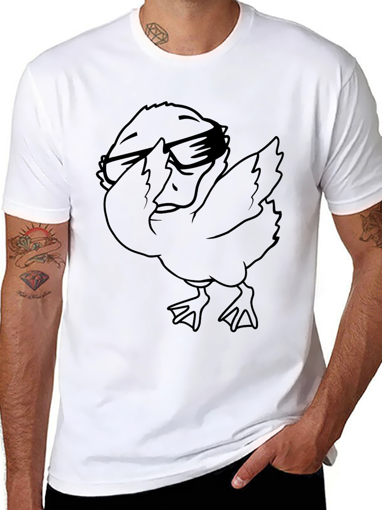 Black Dabbing Duck Graphic Tee - Cool and Funny view 8