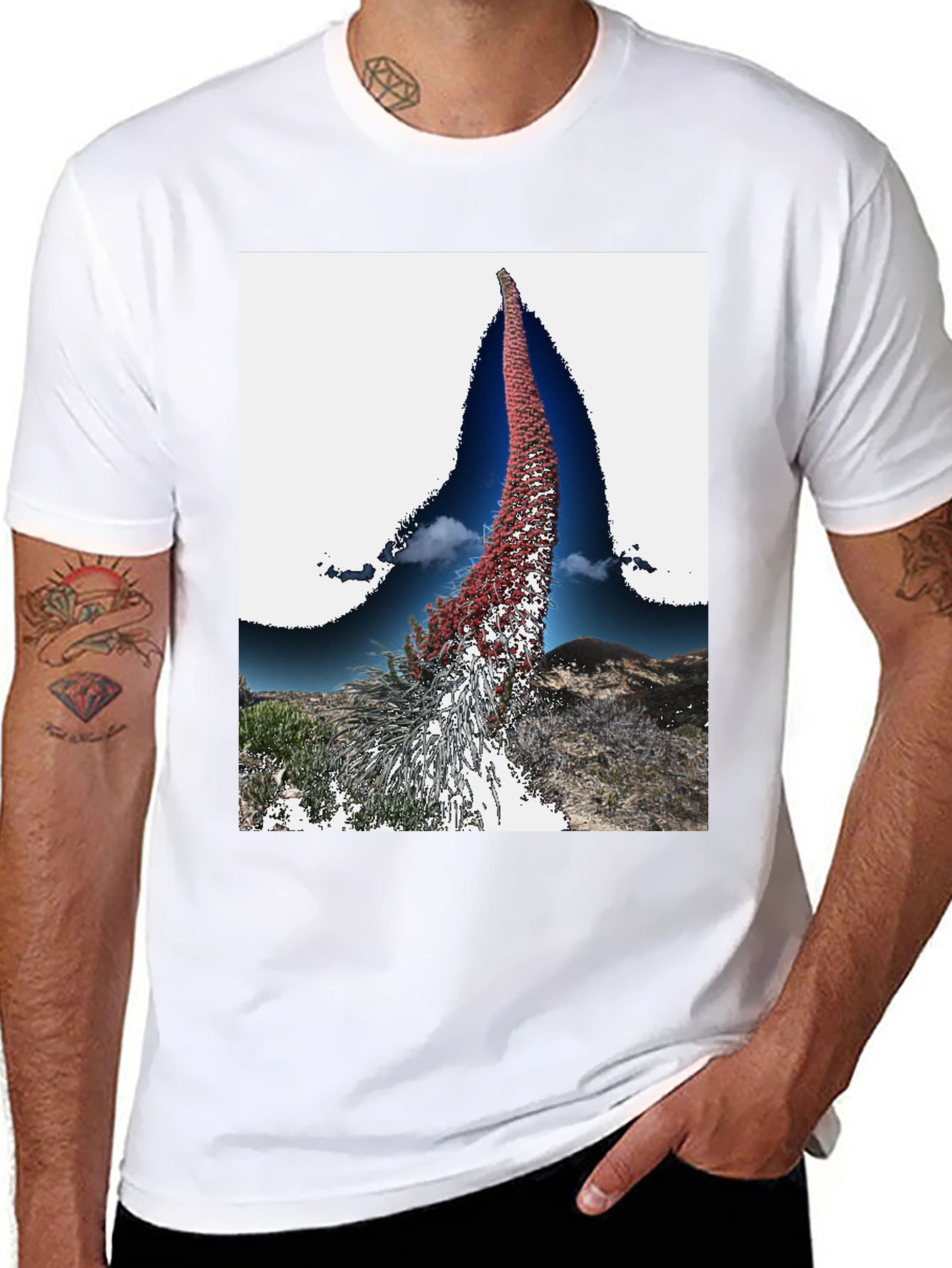 Black Unique Floral Graphic Tee view 8