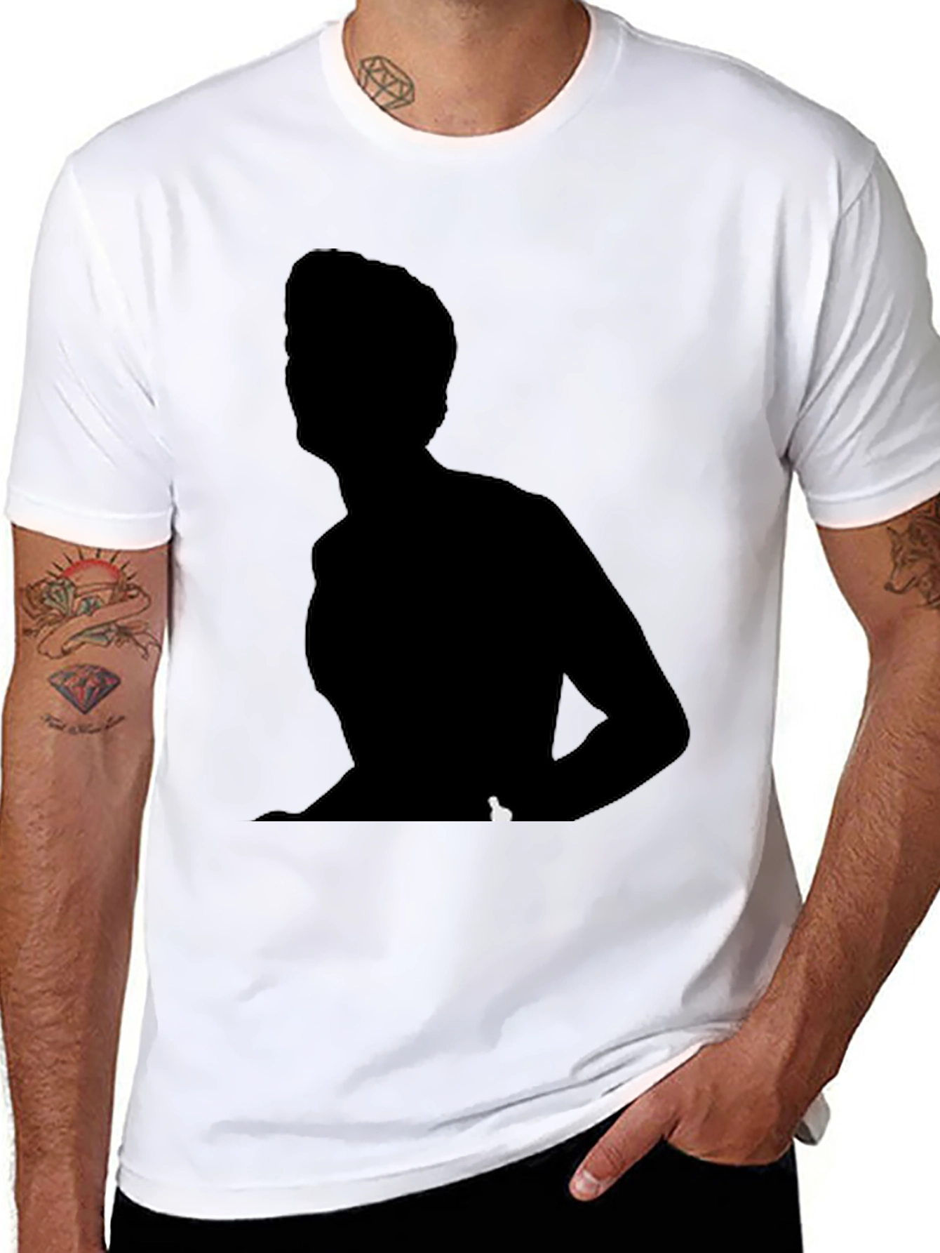 Black Silhouette Graphic Tee - Unisex Crew Neck T-Shirt view 8