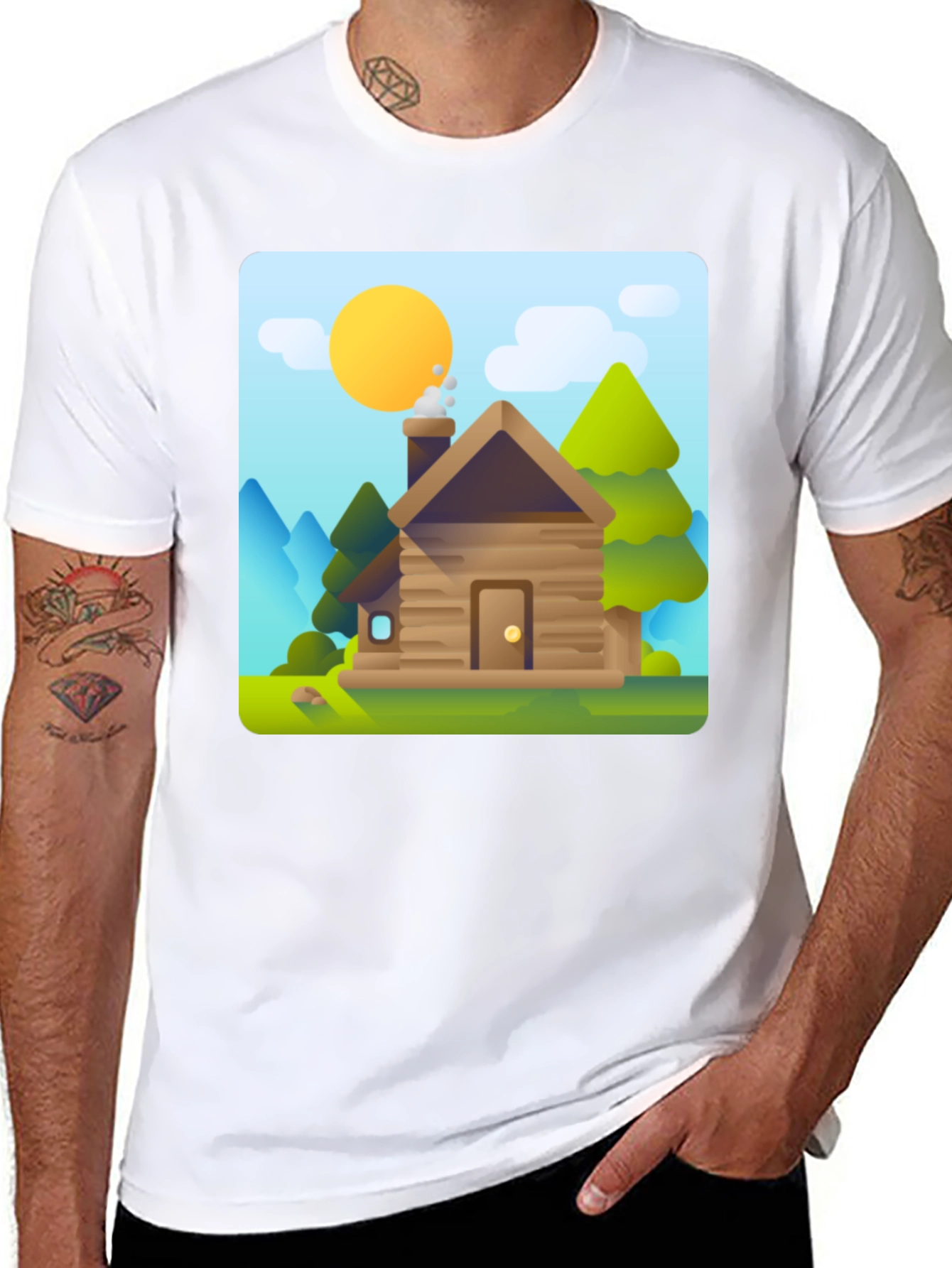 Black Cabin in the Woods Graphic Tee view 8