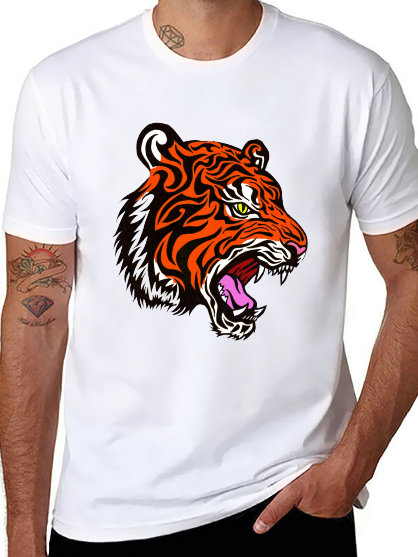 Black Tiger Graphic Print Black T-Shirt view 8