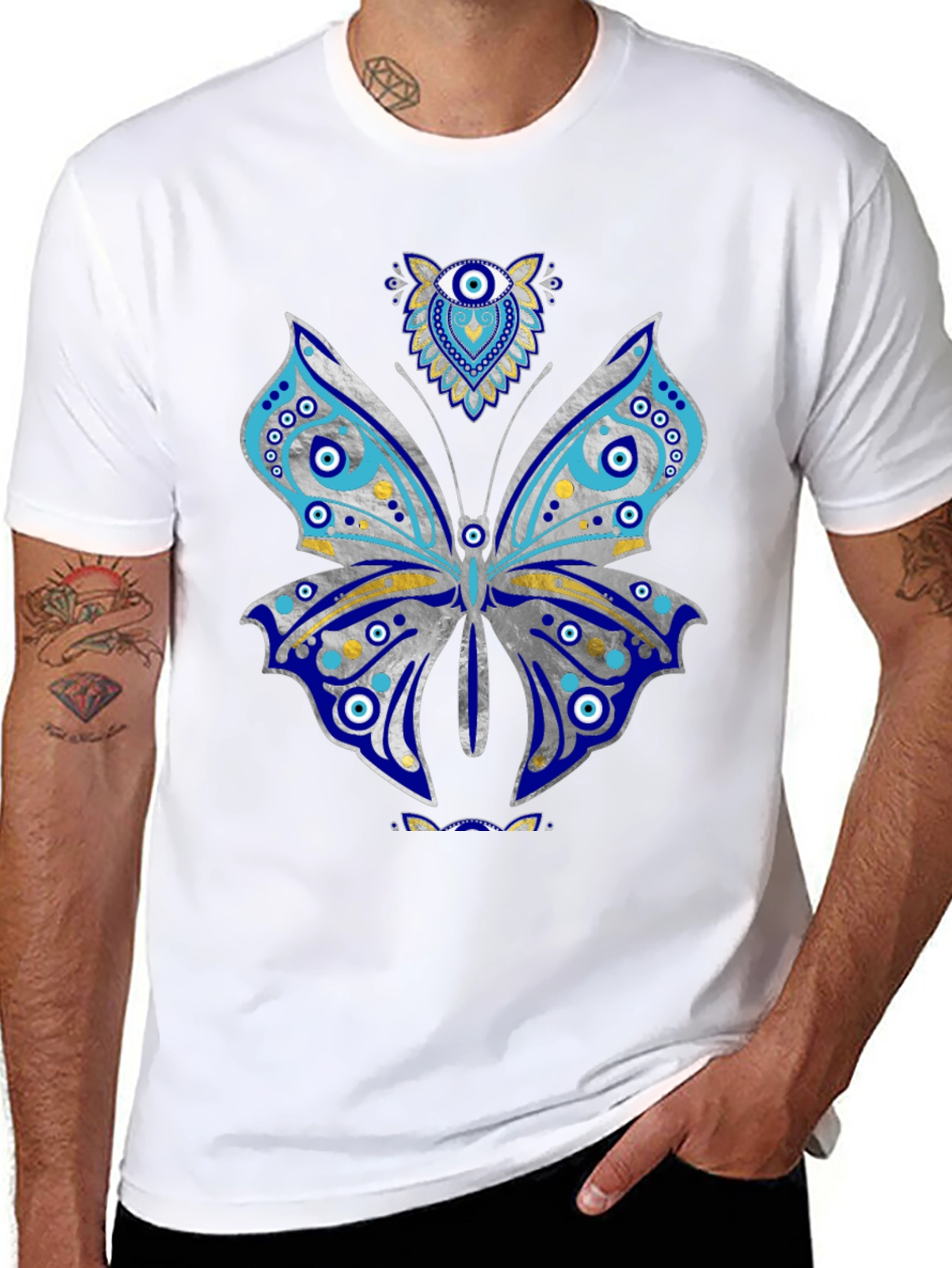 Black Butterfly Evil Eye Graphic Tee view 8