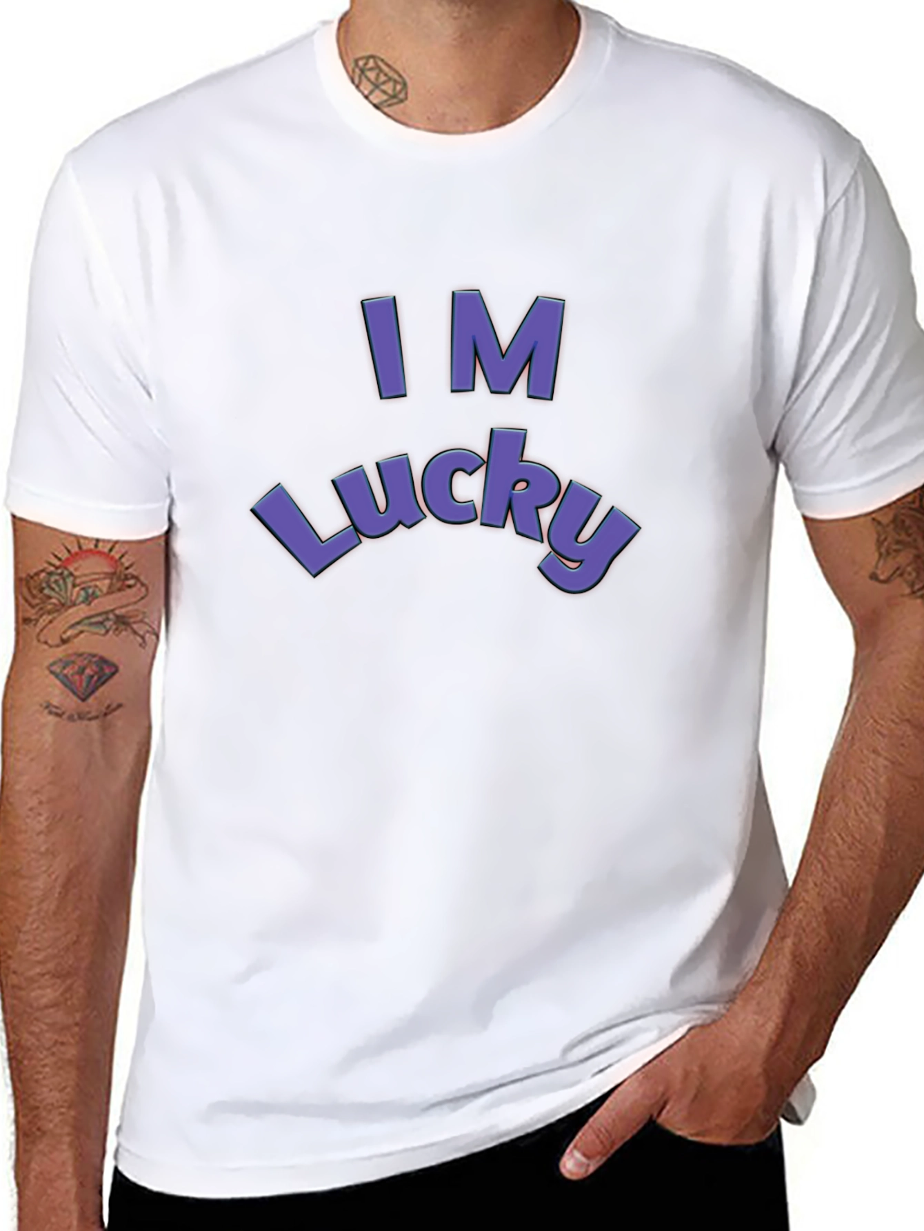 Black I'm Lucky T-Shirt - Stylish Graphic Tee view 8