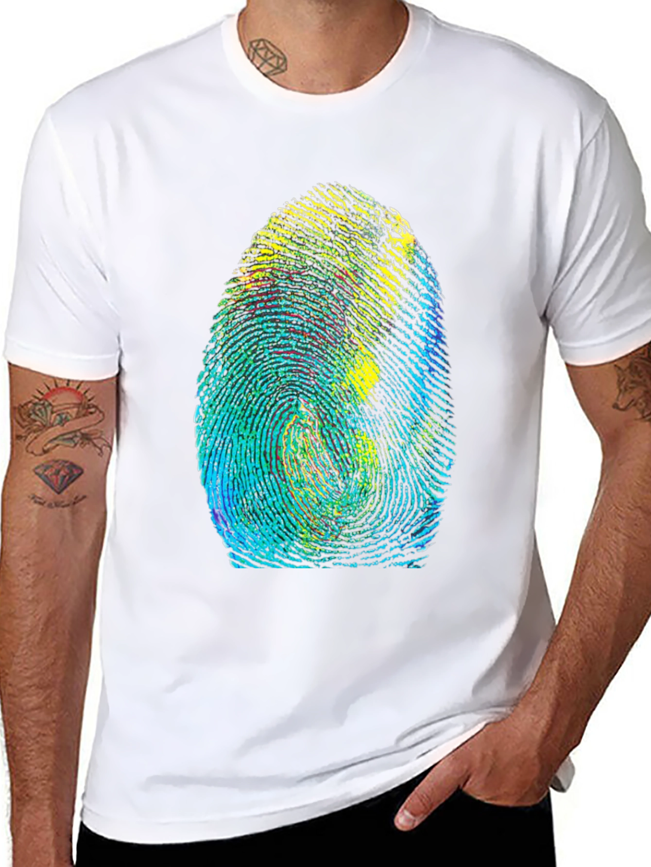 Black Unique Fingerprint Graphic Tee - Black view 8