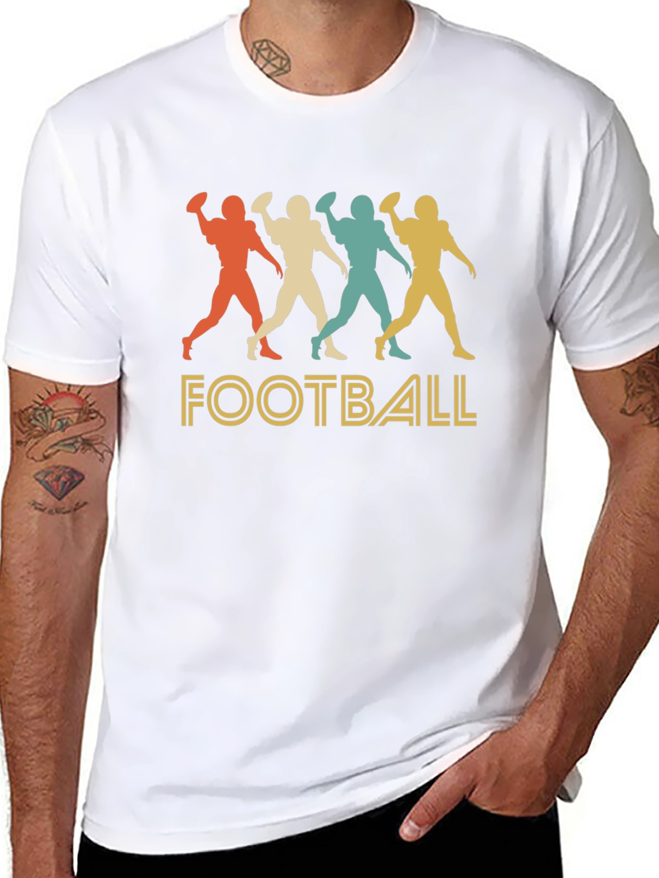 Black Retro Football Player Graphic T-Shirt view 8