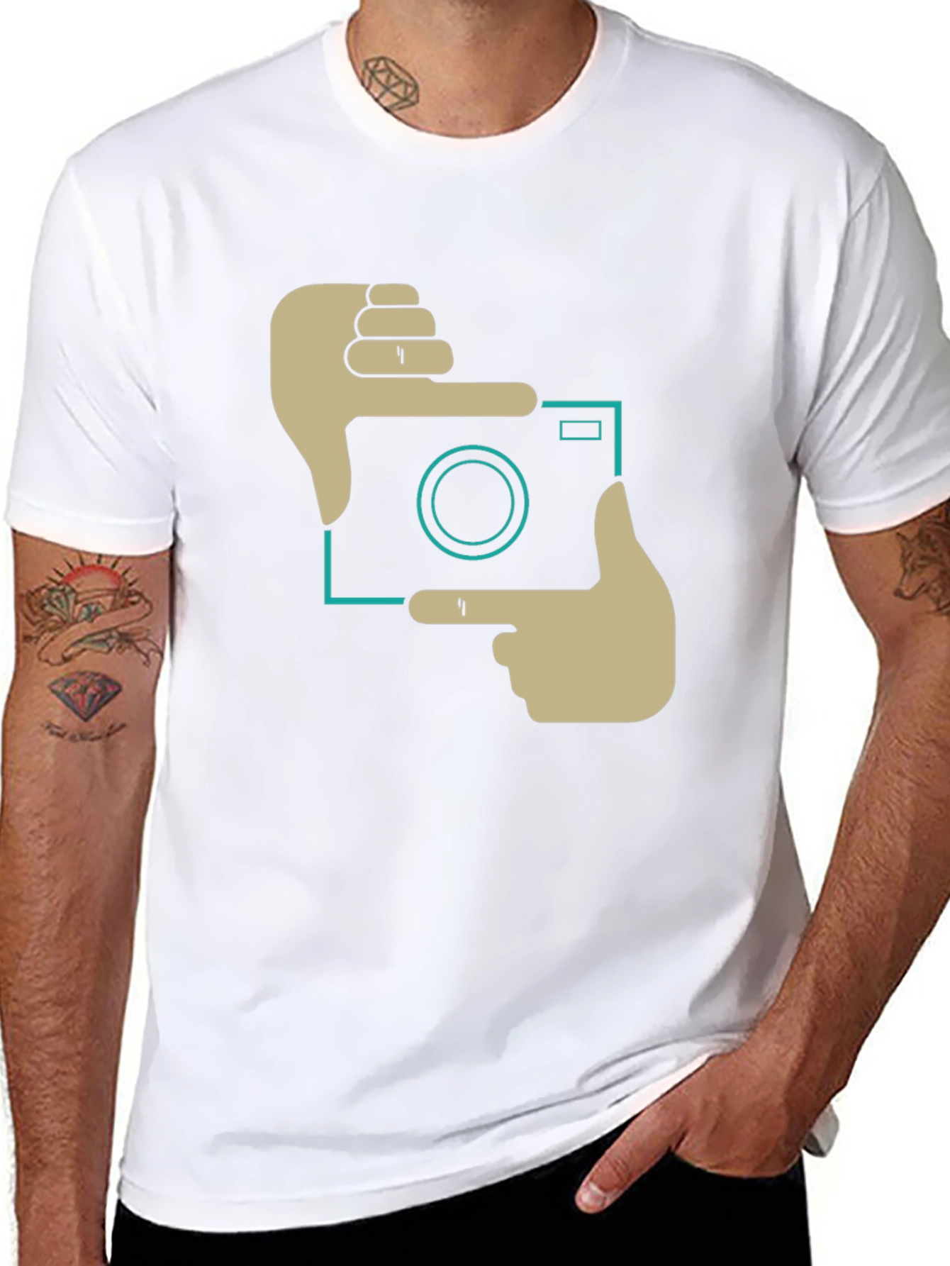 Black Trendy Camera Frame Graphic Black T-Shirt view 8