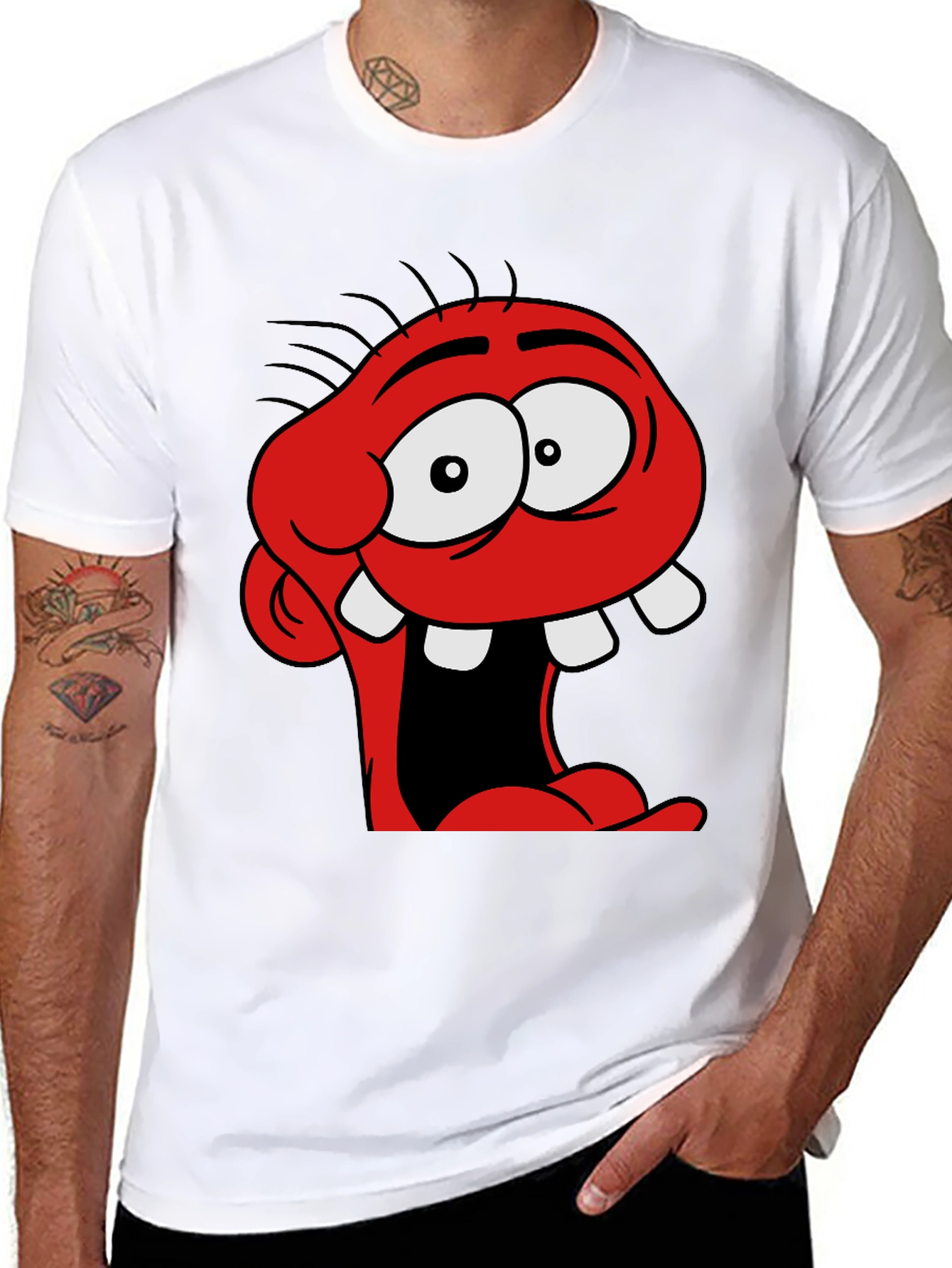 Black Cartoon Monster Graphic Black T-Shirt view 8