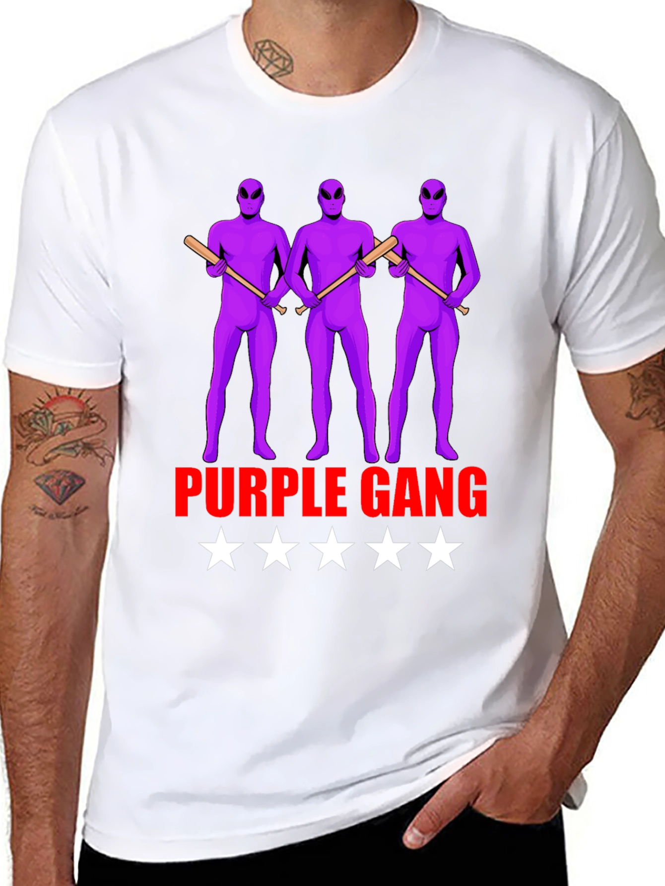 Black Purple Gang Alien Graphic T-Shirt view 8
