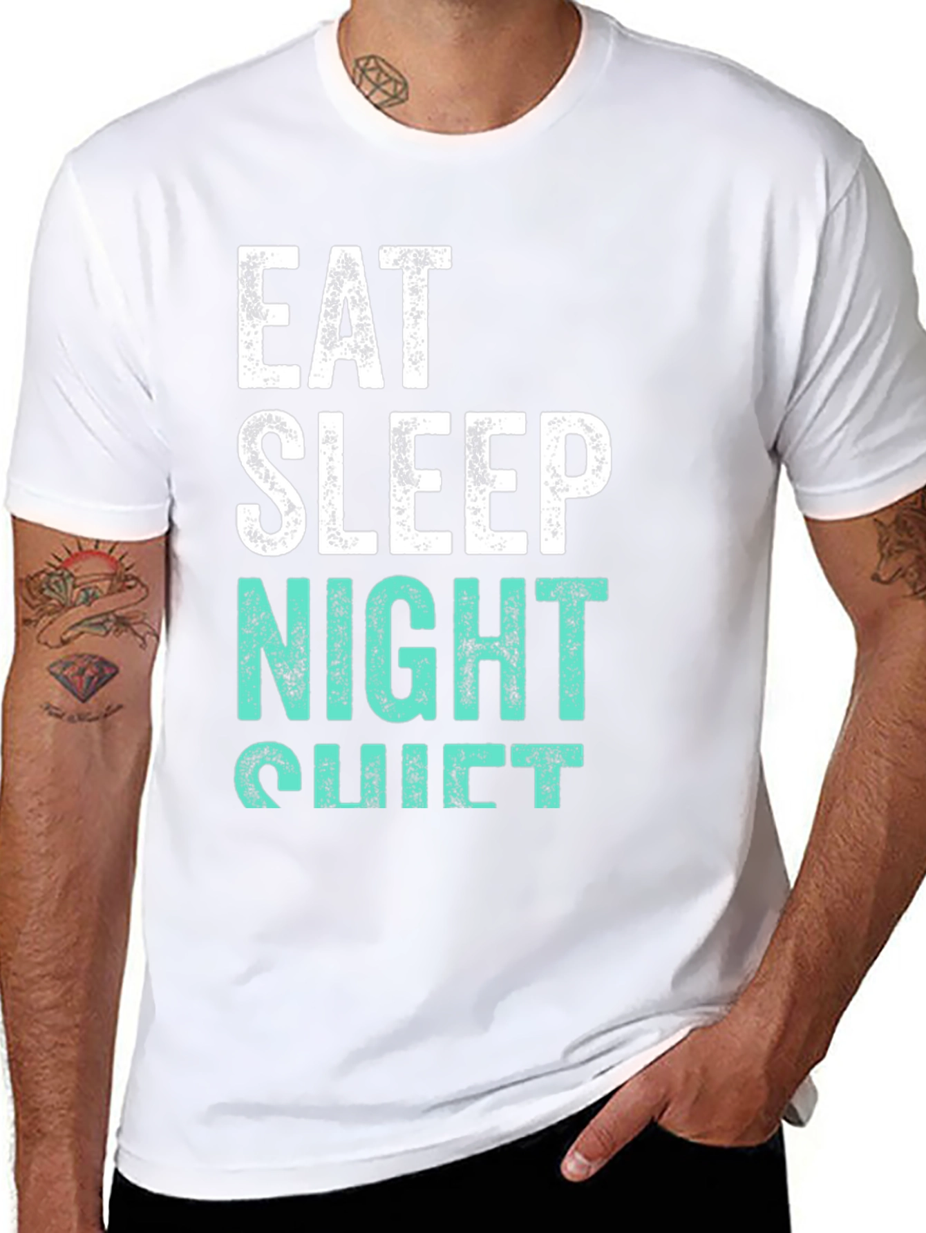Black Eat Sleep Night Shift T-Shirt view 8
