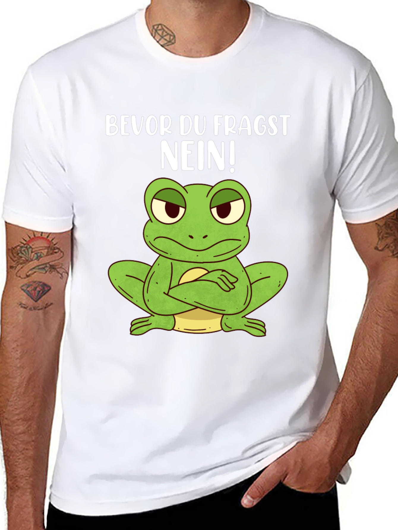 Black Funny Frog T-Shirt - "Bevor Du Fragst NEIN!" view 8