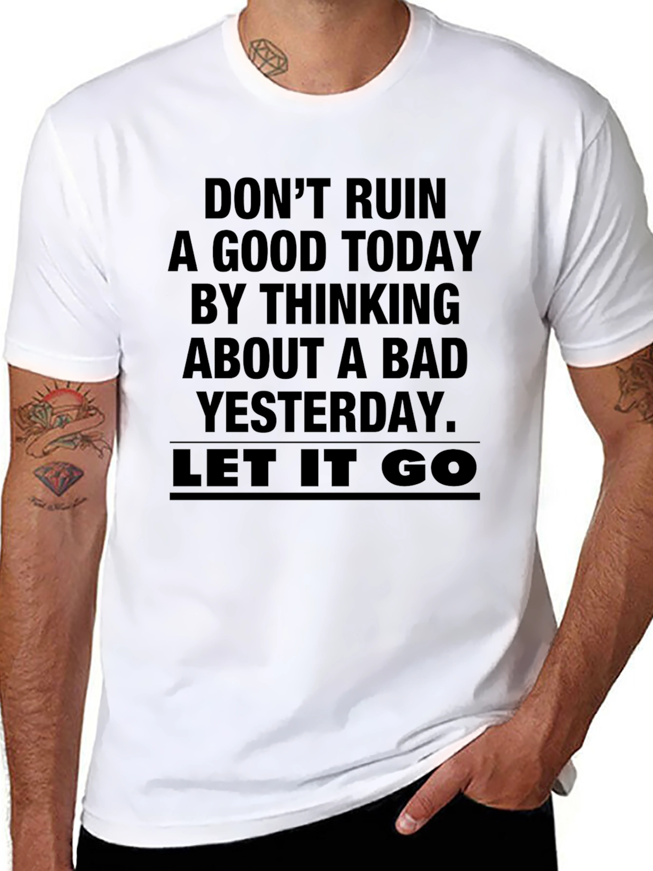 Black Inspirational Graphic Tee - Don't Ruin a Good Today view 8