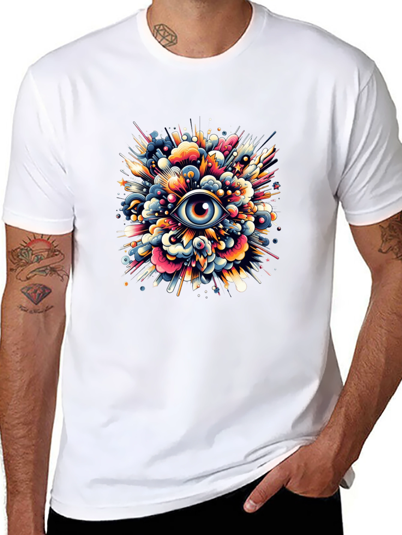 Black Mystic Eye Explosion Graphic Tee - Vivid Design view 8