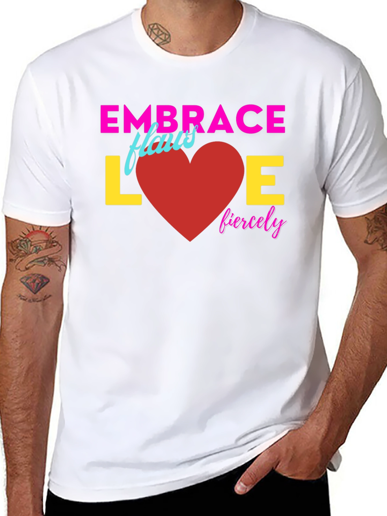 Black Embrace Love Fiercely T-Shirt view 8