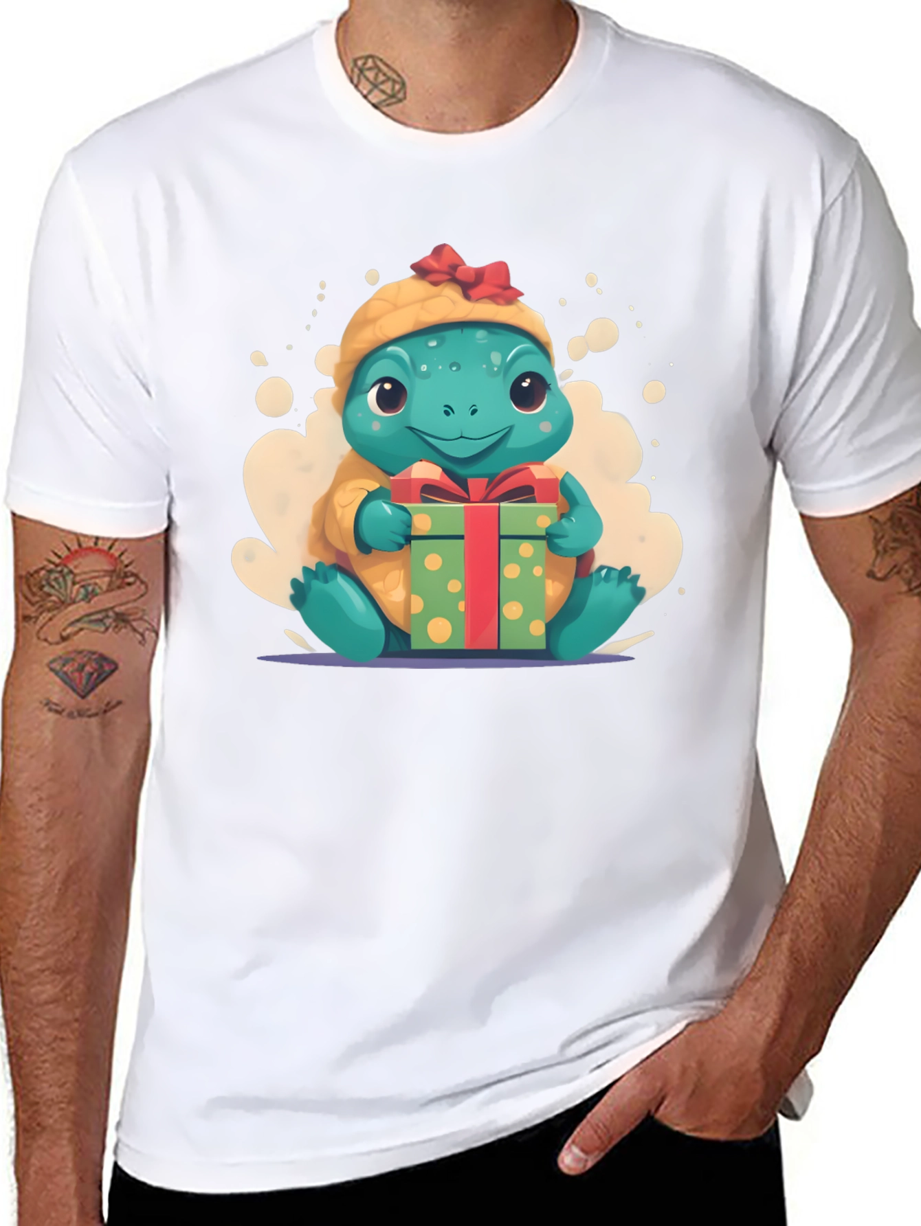 Black Cute Turtle Gift Tee view 8