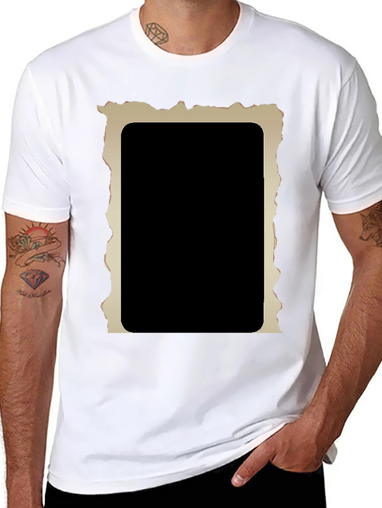 Black Edgy Graphic Tee - Ripped Frame Black Shirt view 8