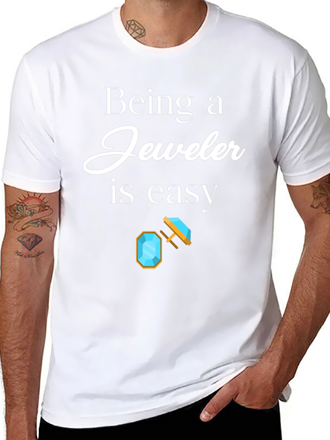 Black Jeweler T-Shirt - 'Being a Jeweler is Easy' Black Tee view 8