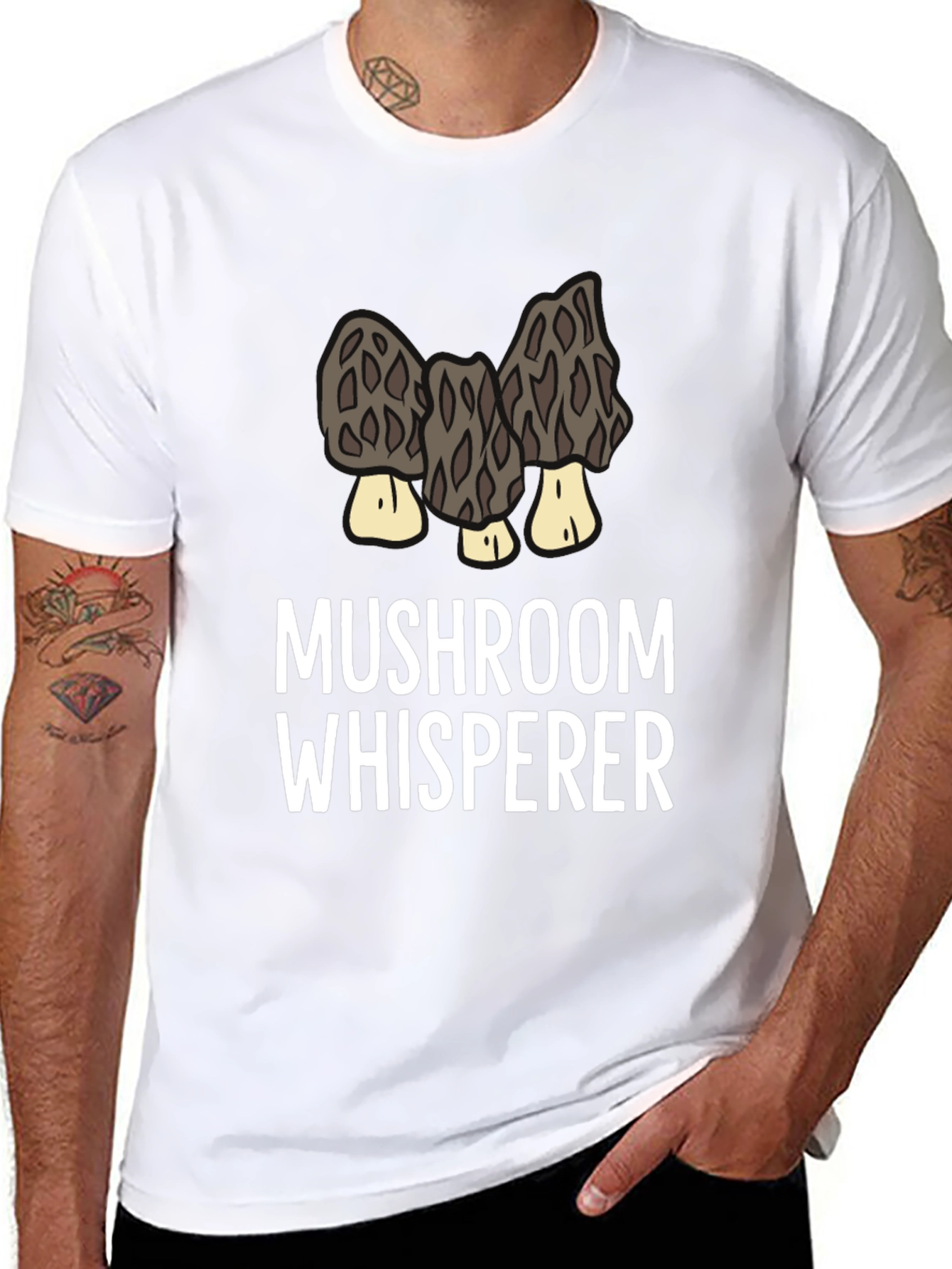 Black Mushroom Whisperer Graphic Tee - For Morel Hunters view 8