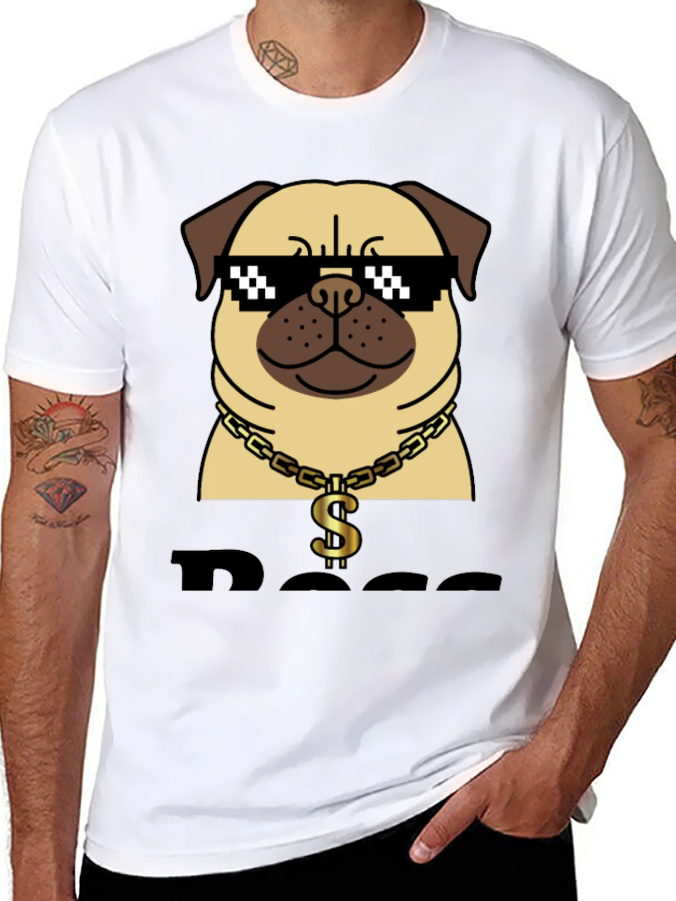 Black Pug Boss T-Shirt - Funny Dog Graphic Tee view 8